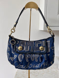 Vintage Coach Poppy navy shoulder bag