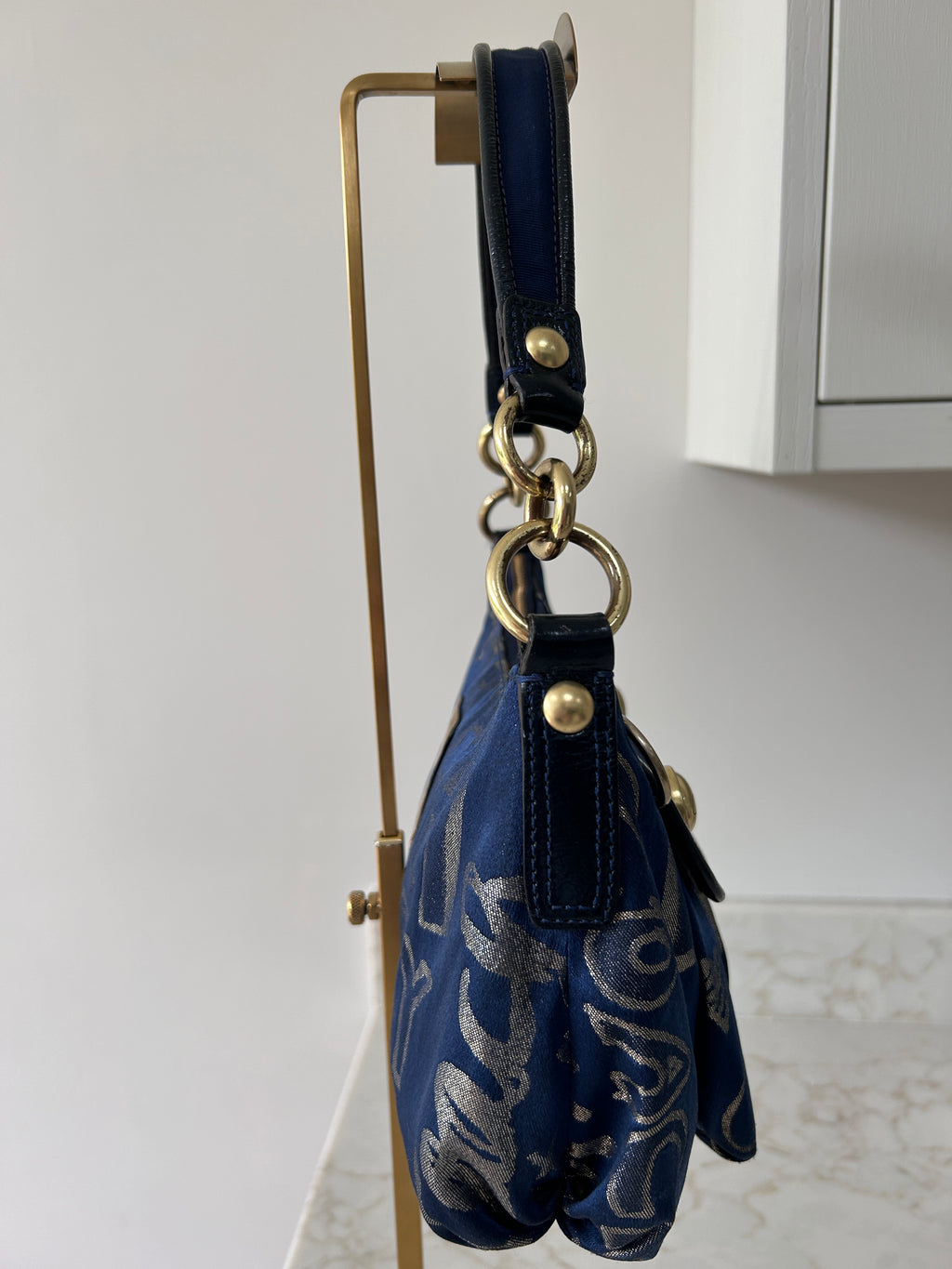 Vintage Coach Poppy navy shoulder bag