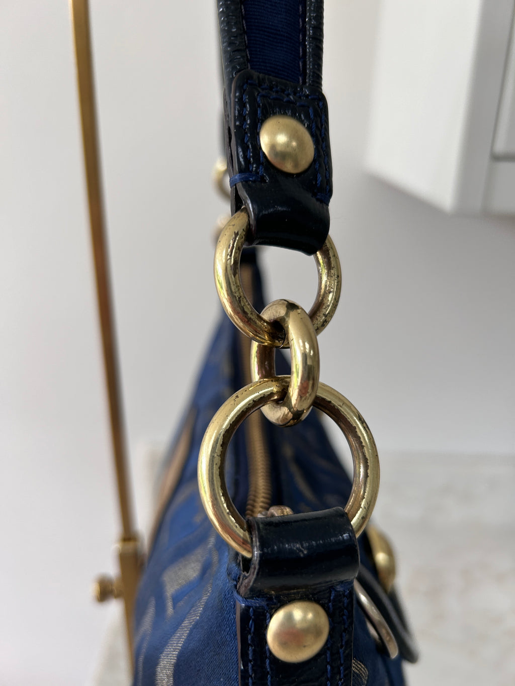 Vintage Coach Poppy navy shoulder bag