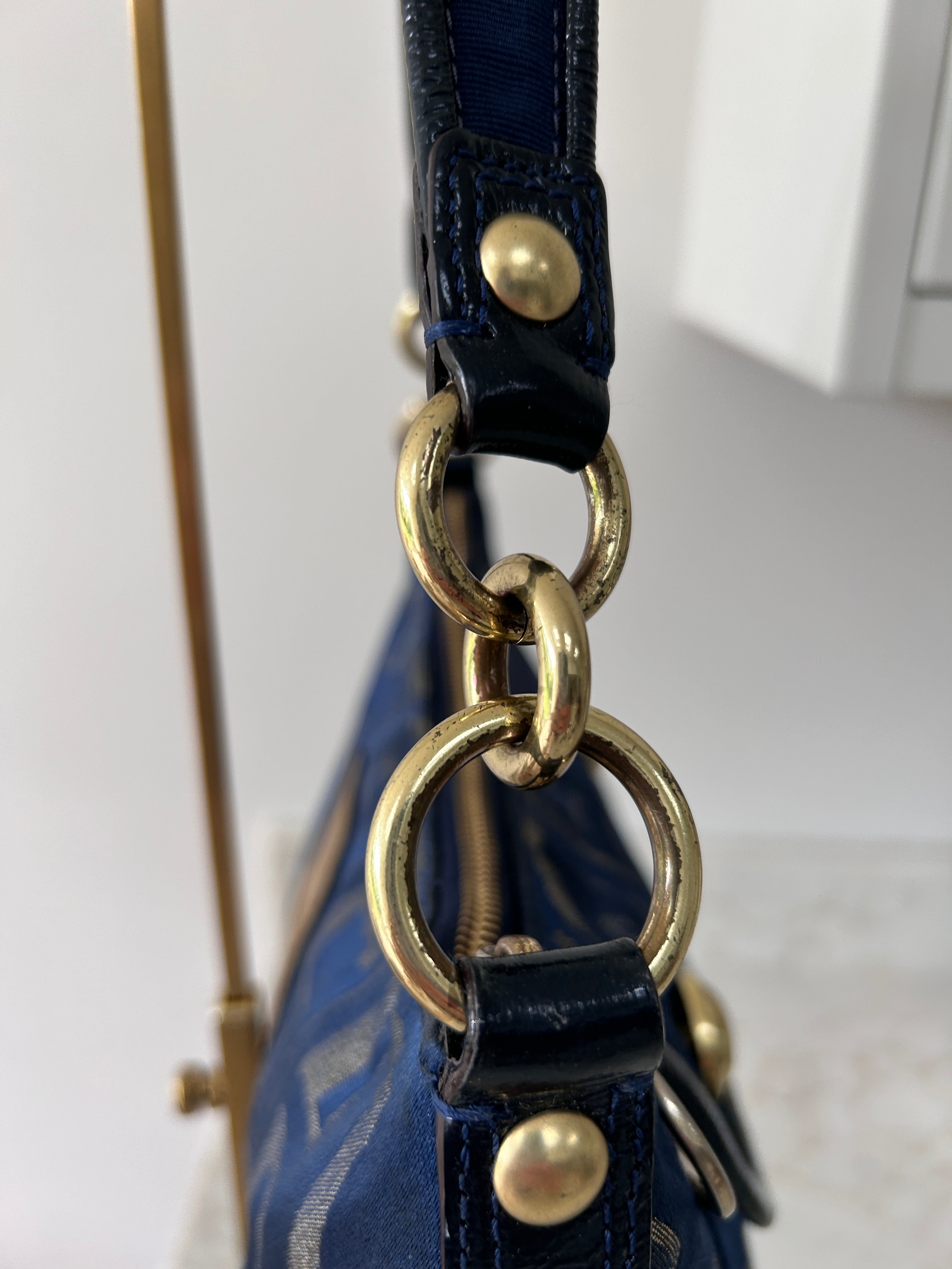 Vintage Coach Poppy navy shoulder bag