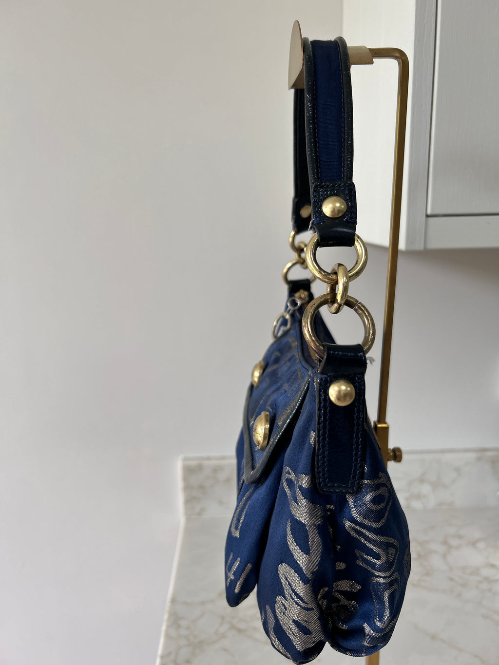 Vintage Coach Poppy navy shoulder bag