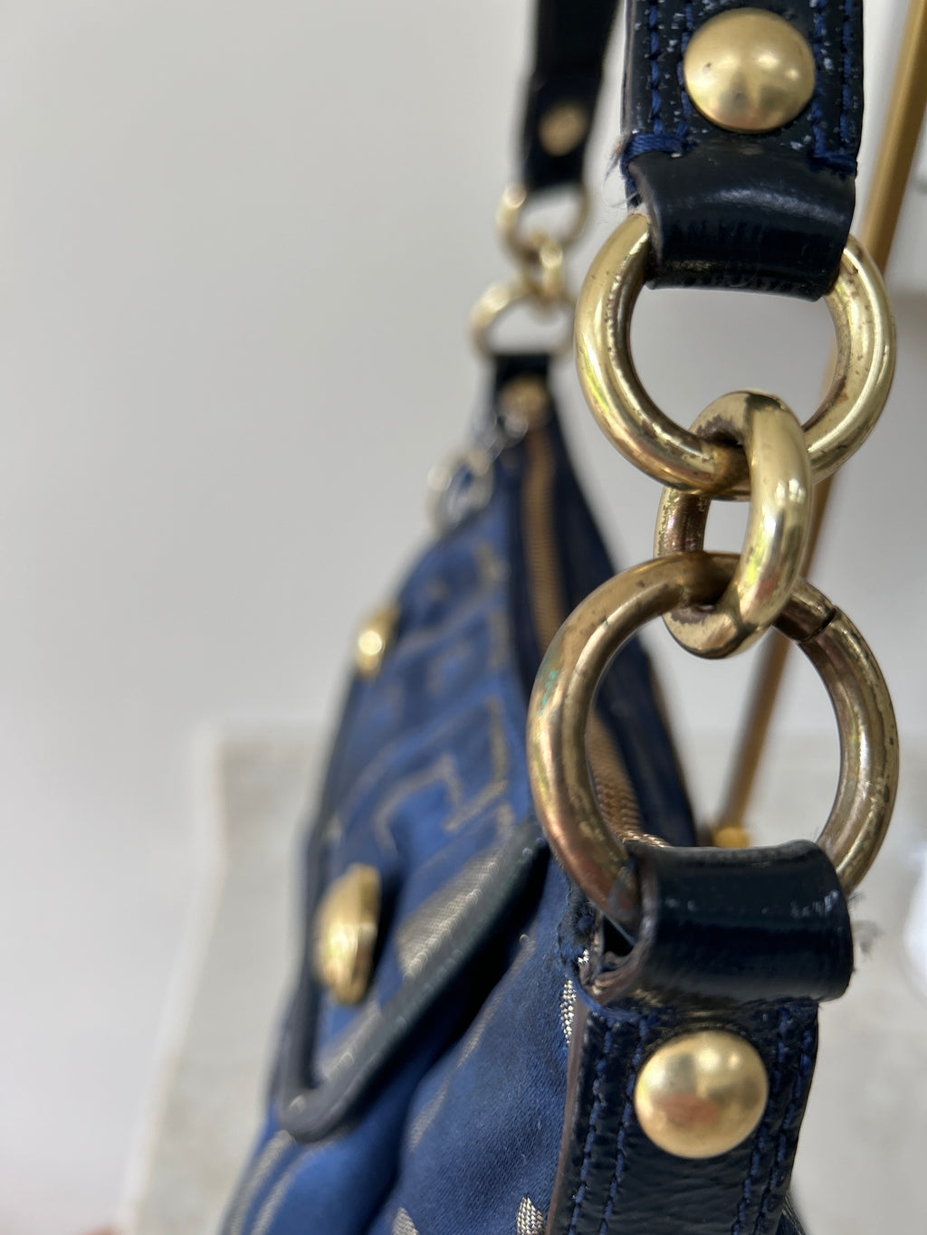 Vintage Coach Poppy navy shoulder bag