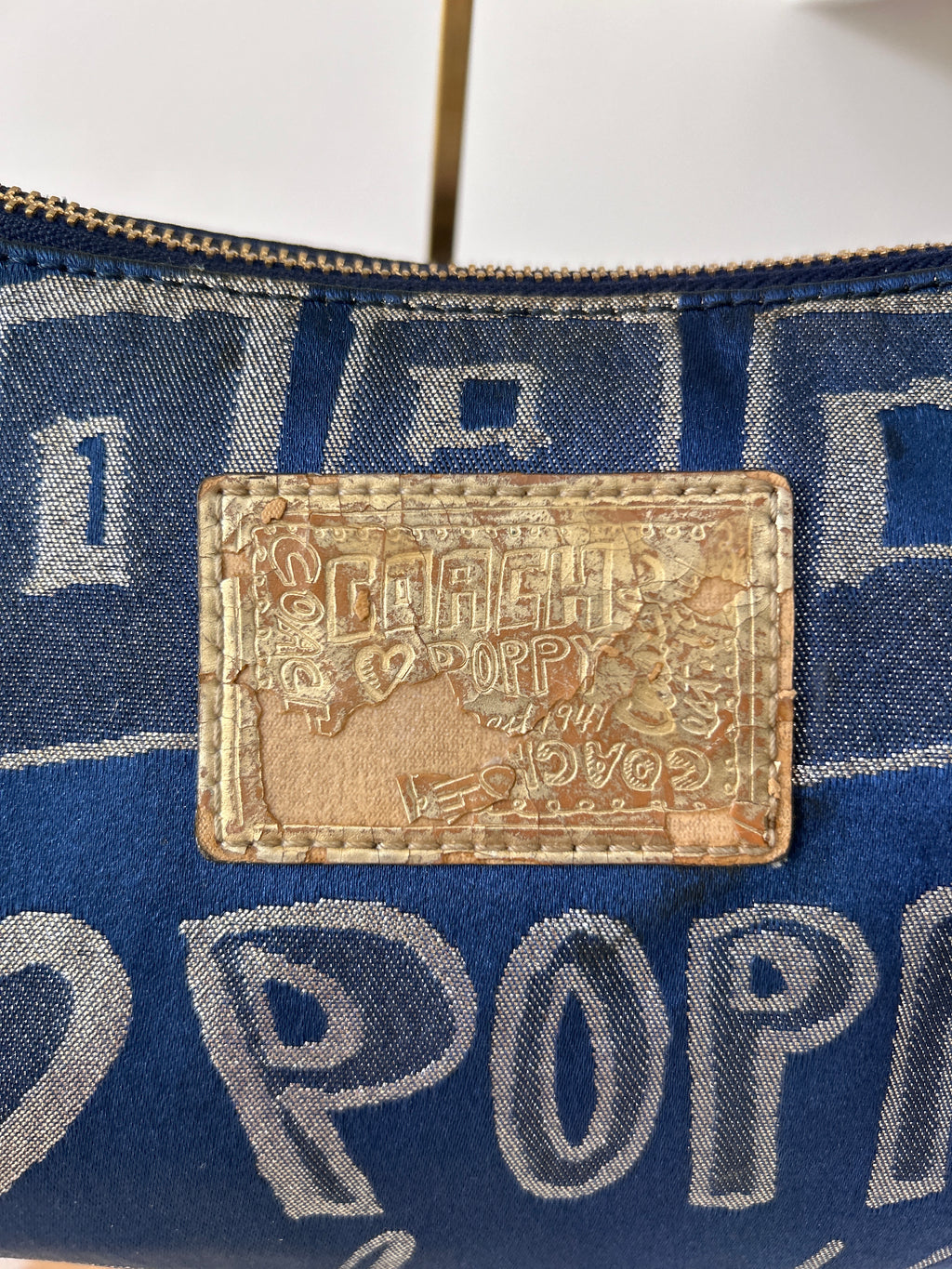 Vintage Coach Poppy navy shoulder bag