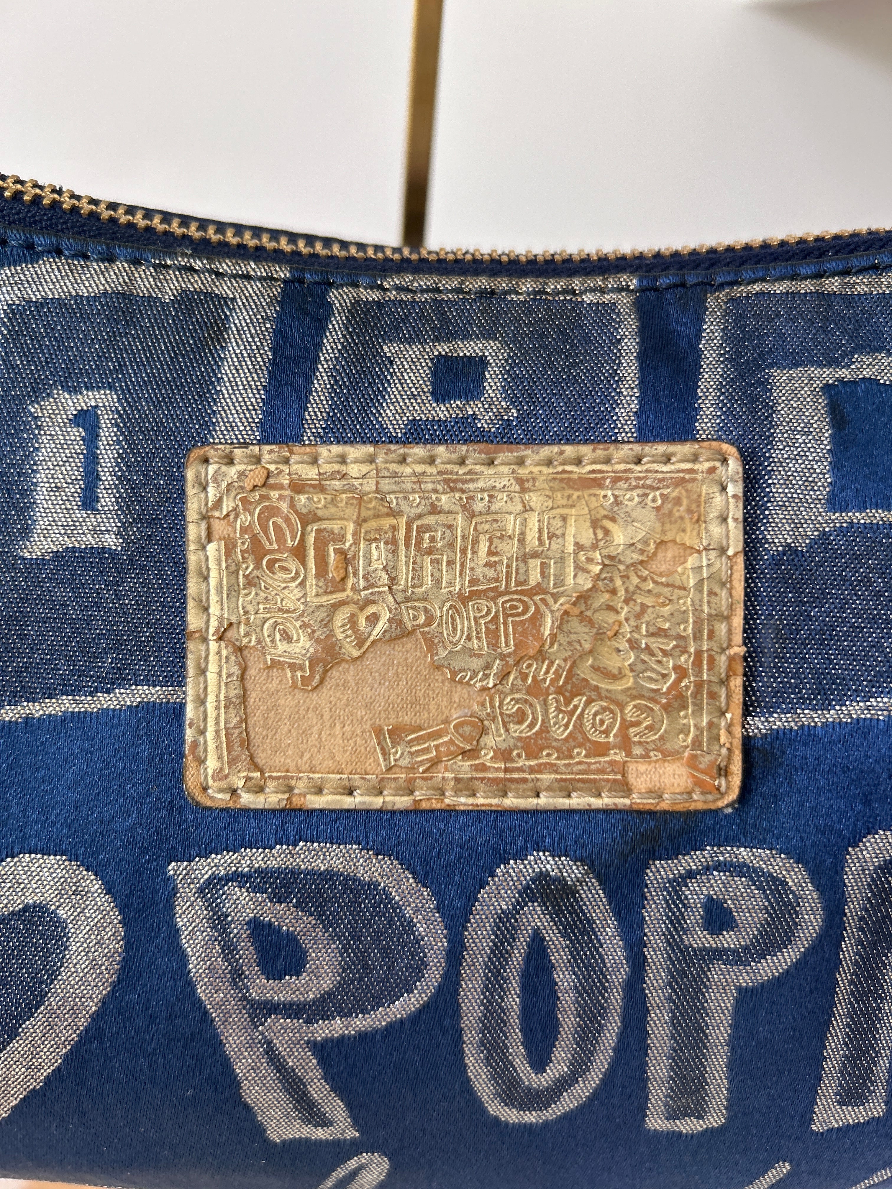 Vintage Coach Poppy navy shoulder bag