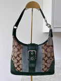 Vintage Coach green suede Soho shoulder bag