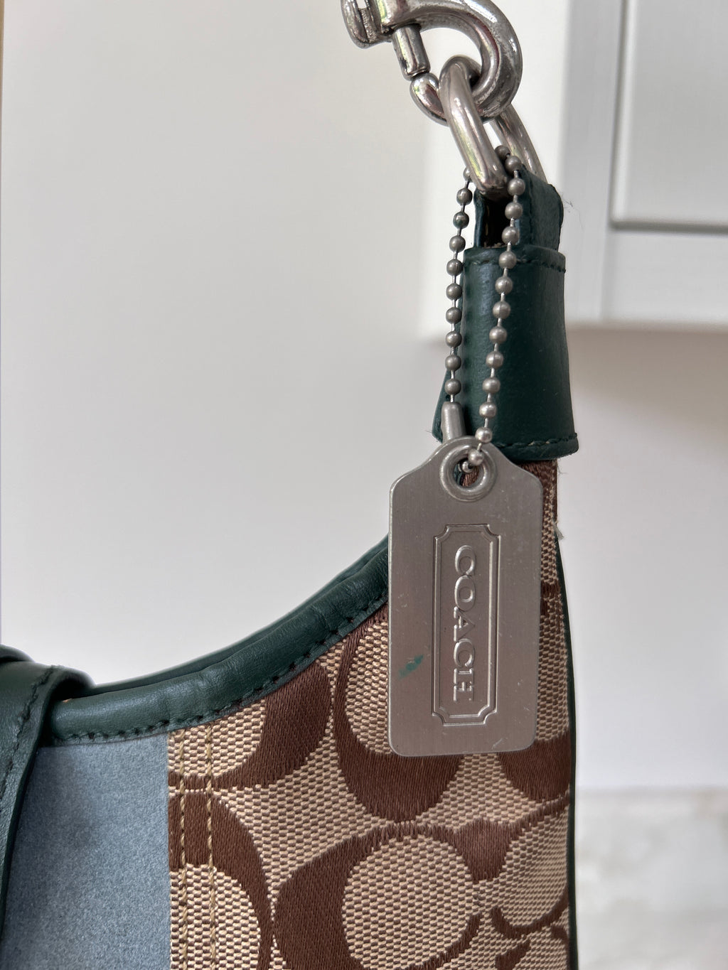 Vintage Coach green suede Soho shoulder bag