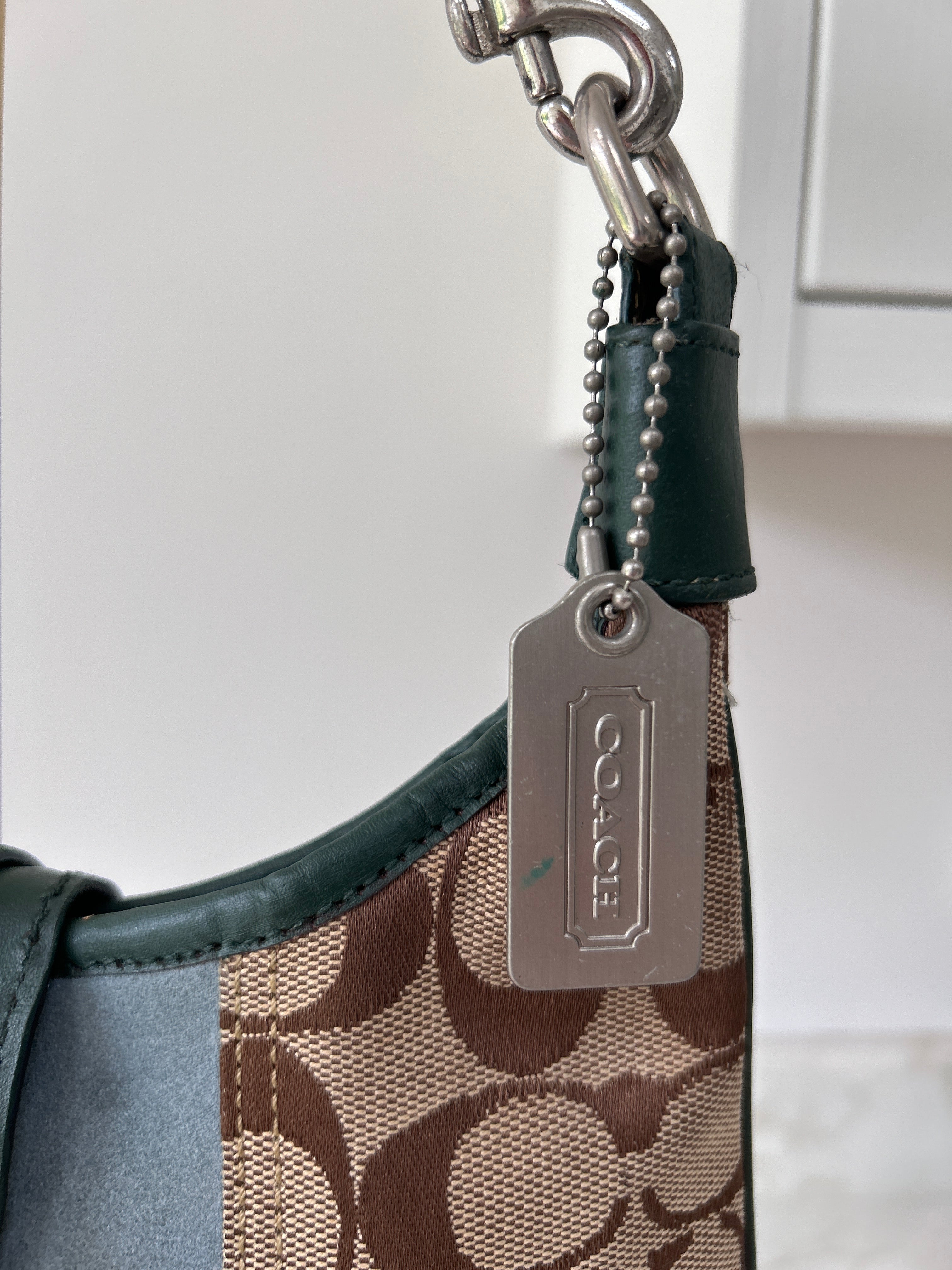 Vintage Coach green suede Soho shoulder bag
