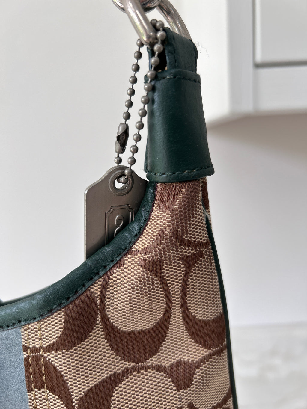 Vintage Coach green suede Soho shoulder bag