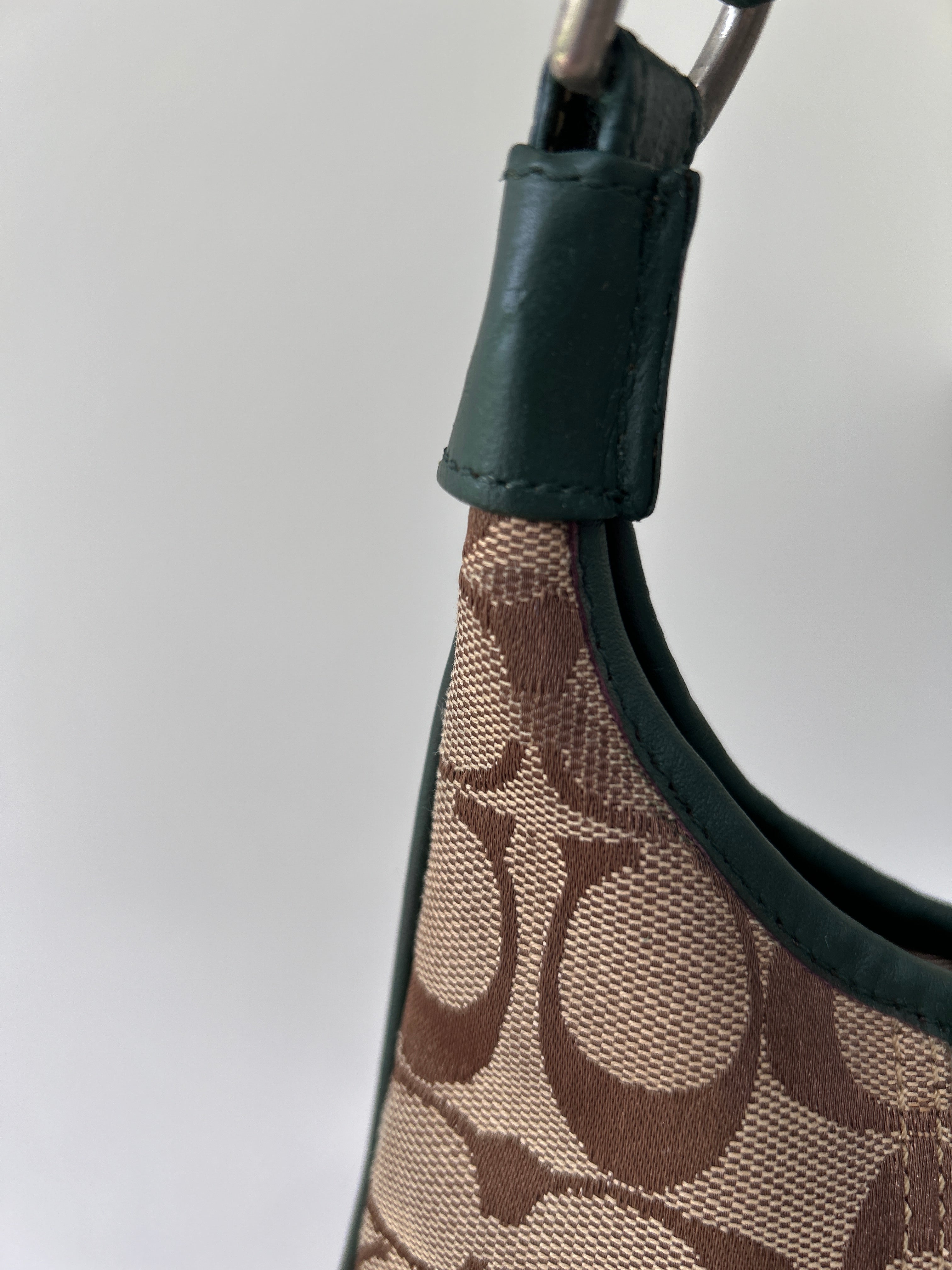 Vintage Coach green suede Soho shoulder bag
