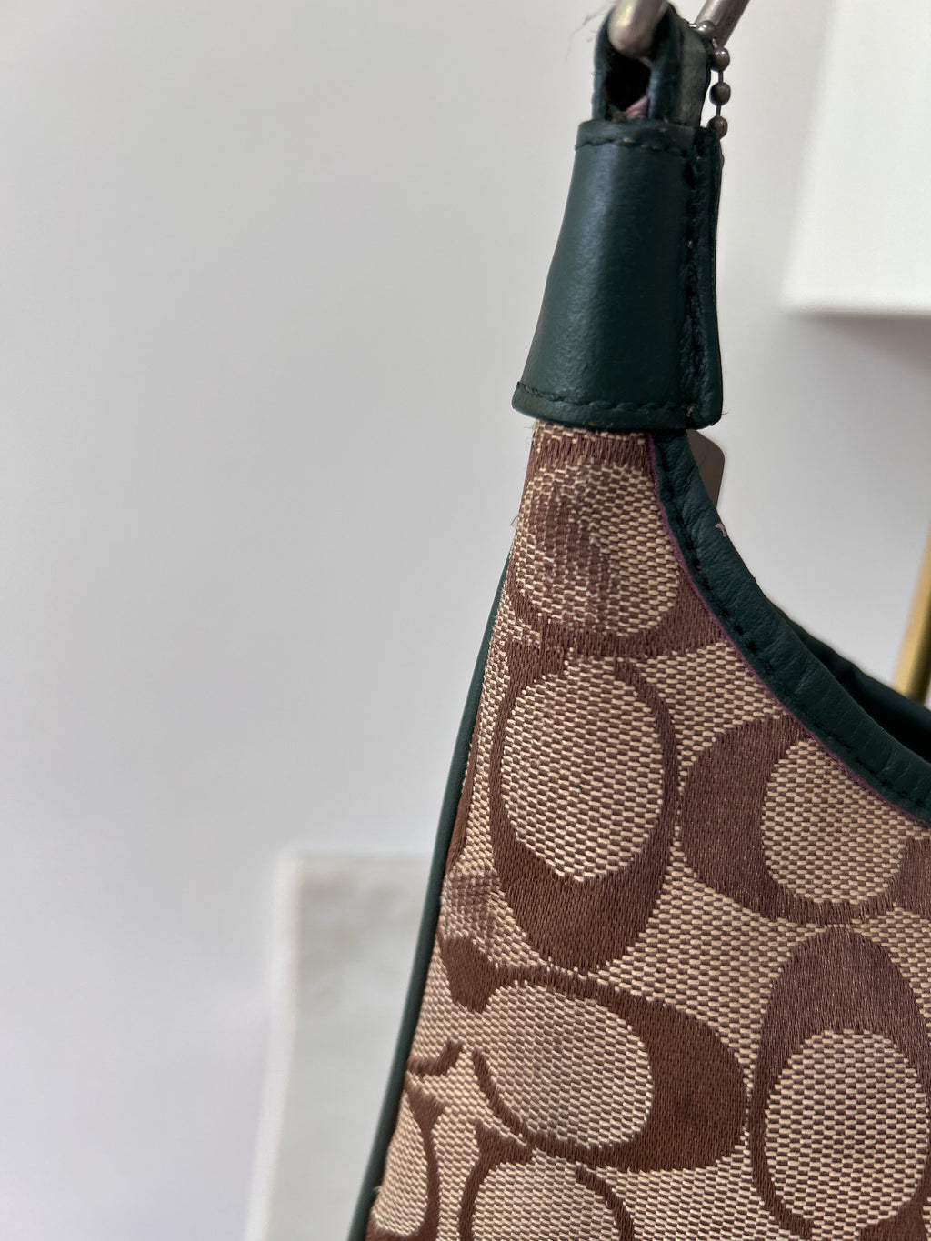 Vintage Coach green suede Soho shoulder bag