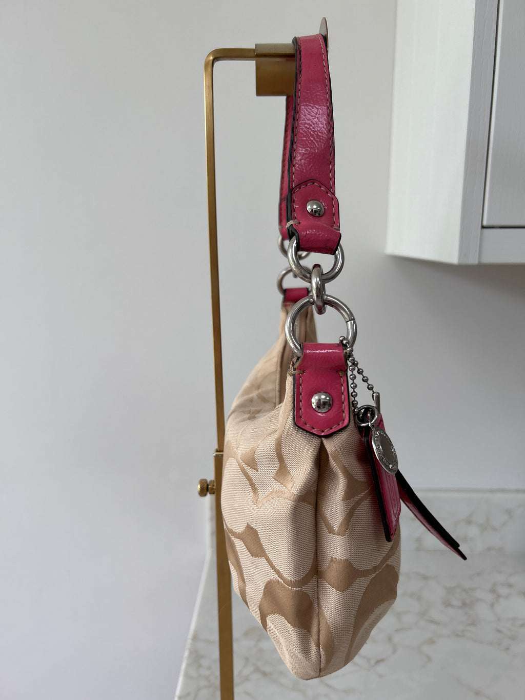 Vintage Coach pink stripe shoulder bag