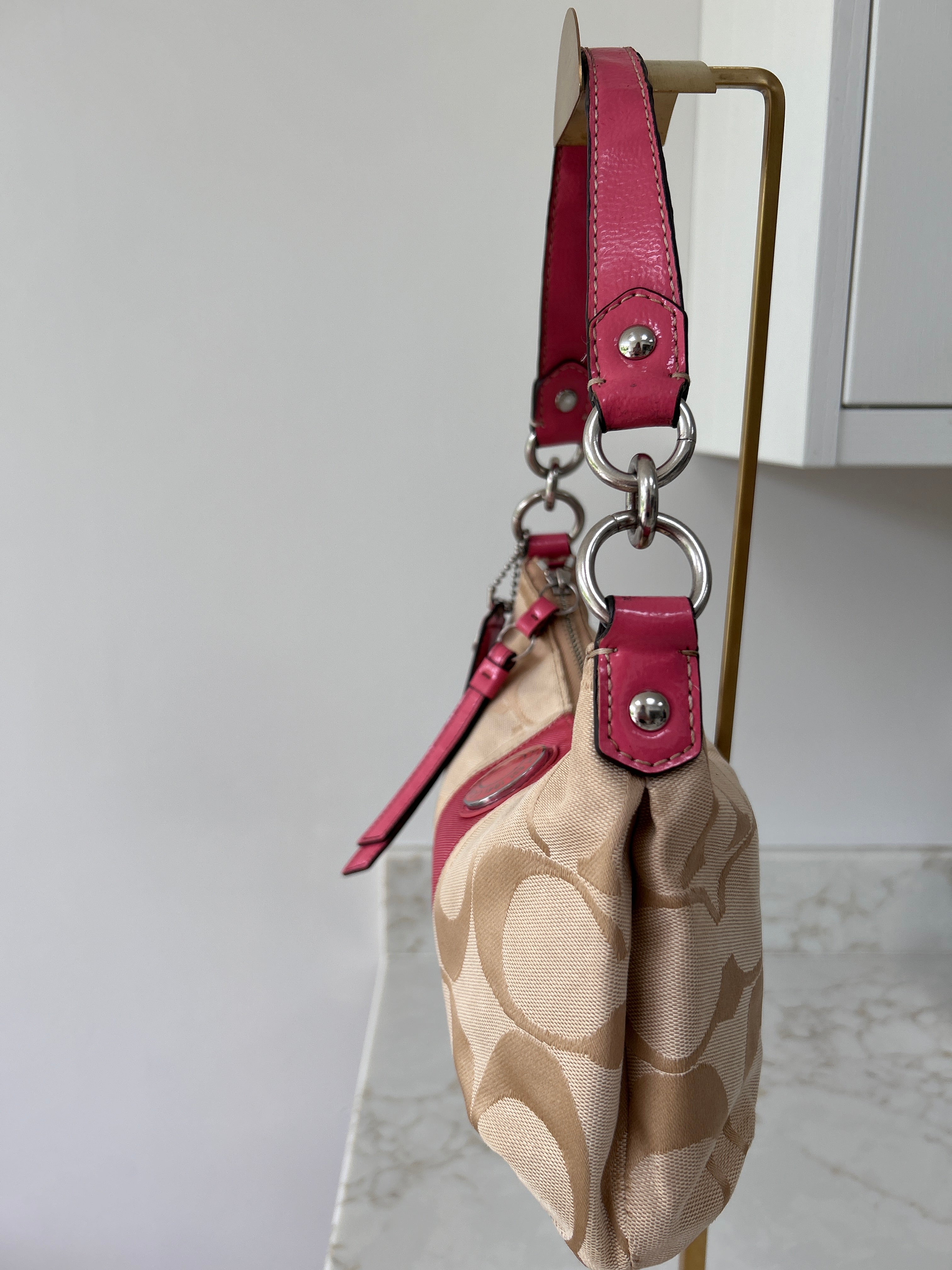 Vintage Coach pink stripe shoulder bag