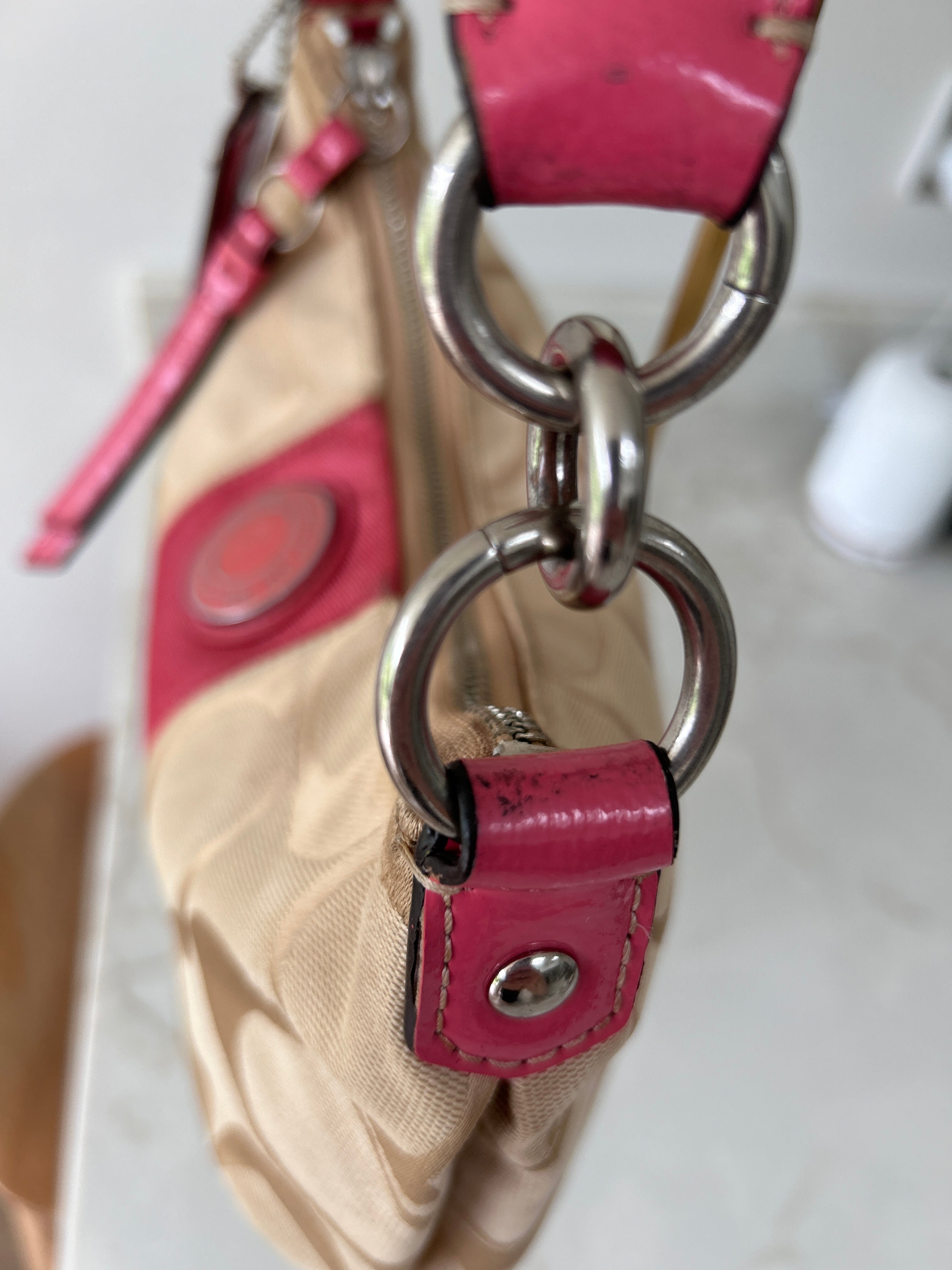 Vintage Coach pink stripe shoulder bag