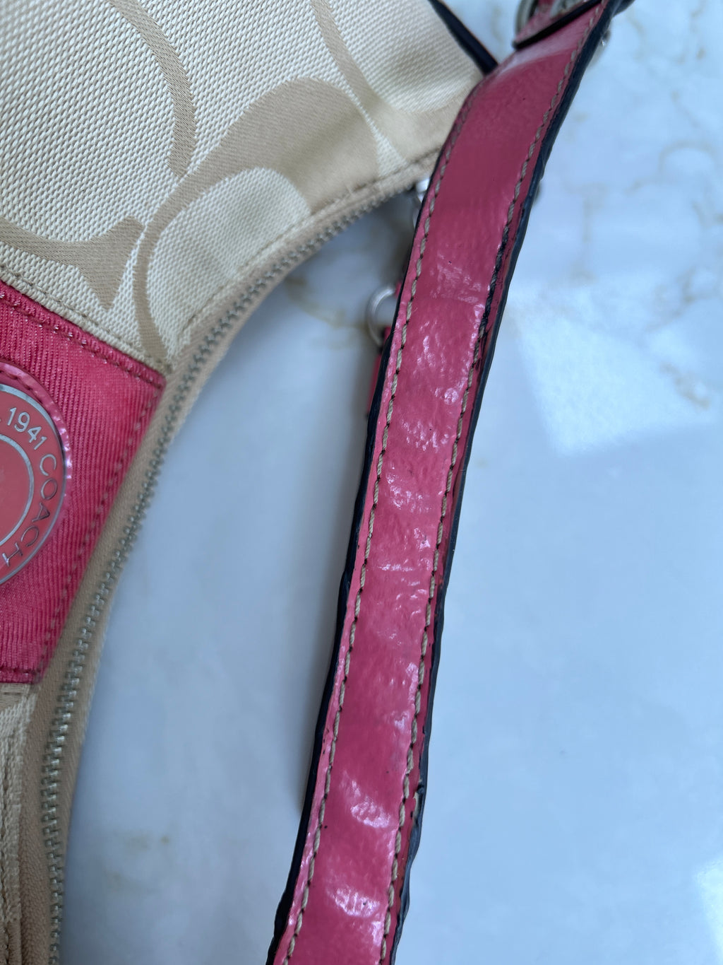Vintage Coach pink stripe shoulder bag