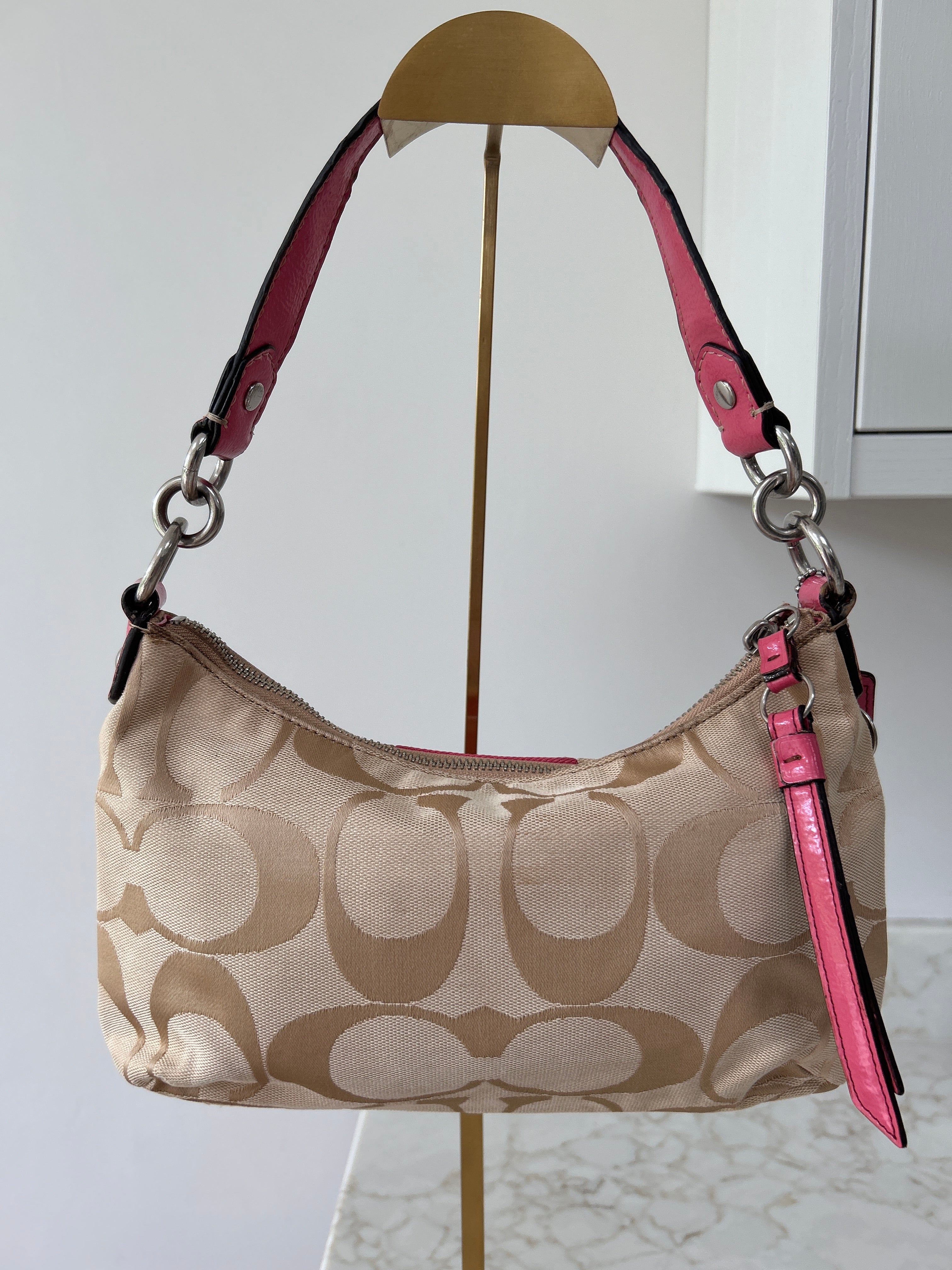Vintage Coach pink stripe shoulder bag