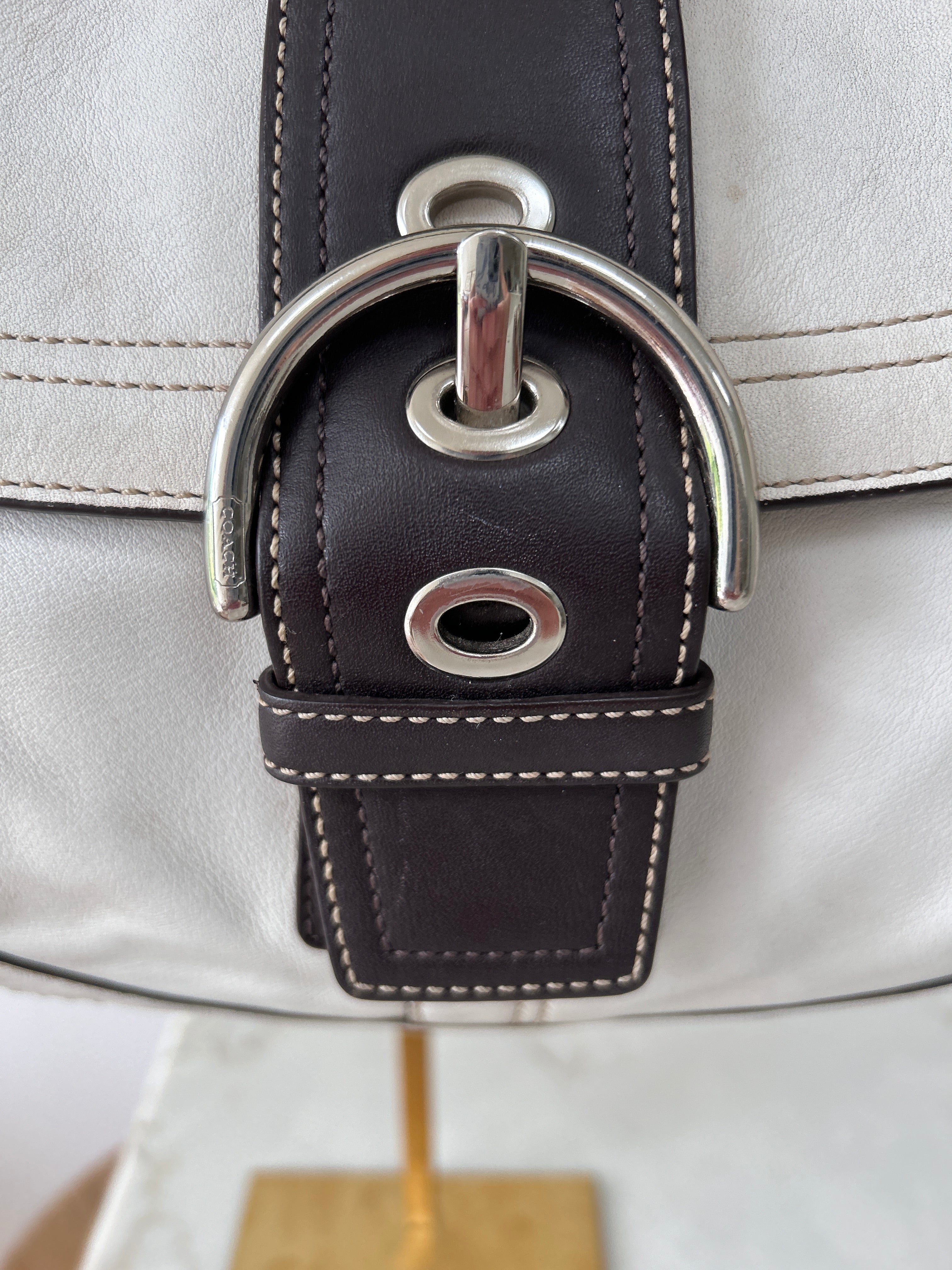 Vintage Coach Soho white leather shoulder bag