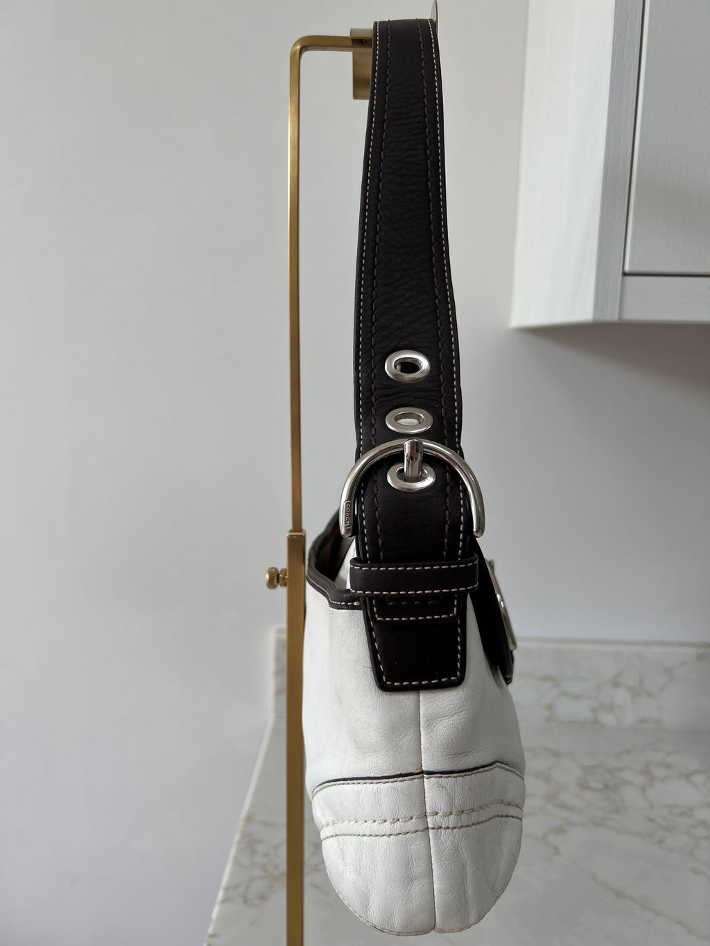 Vintage Coach Soho white leather shoulder bag