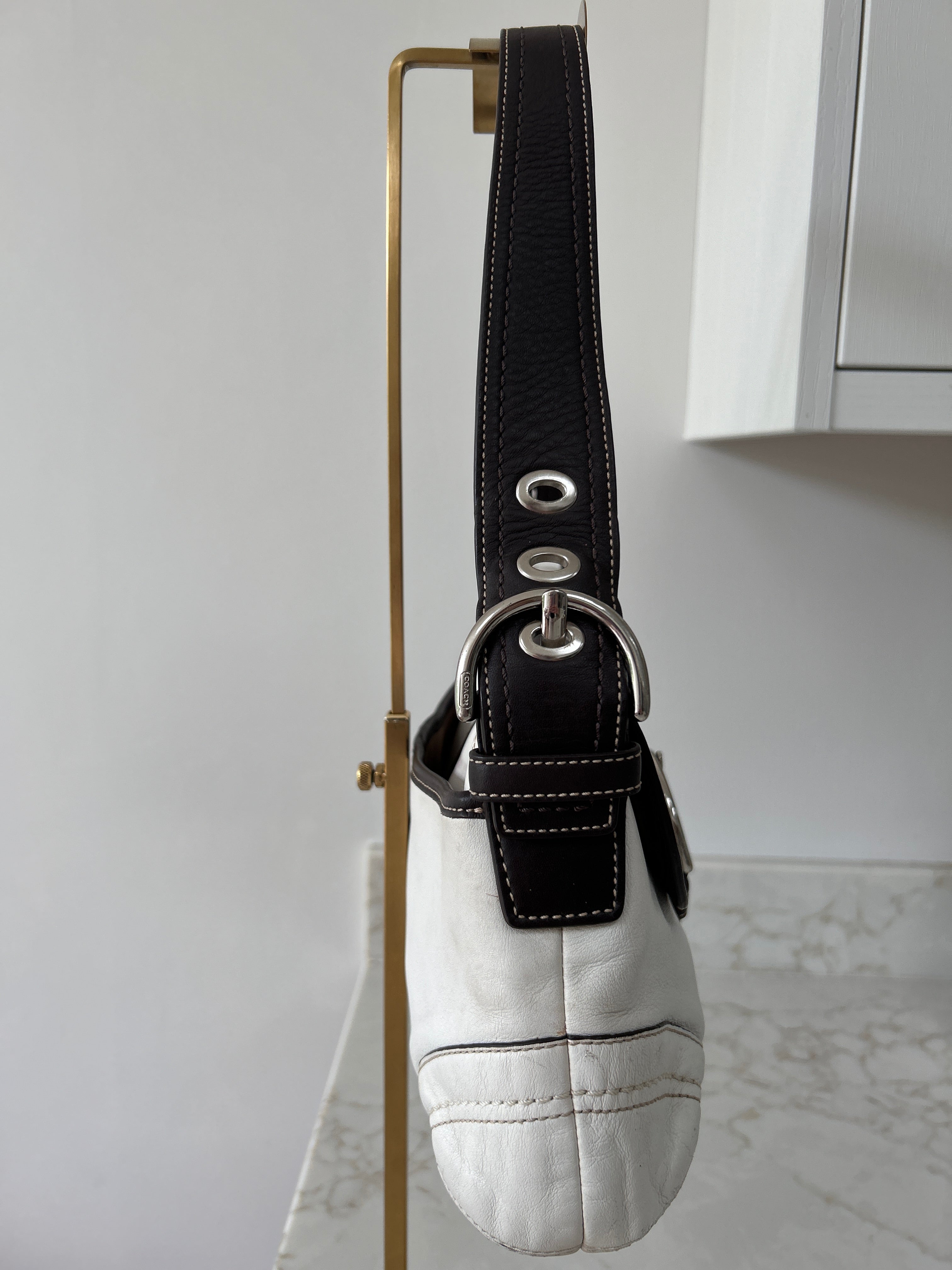 Vintage Coach Soho white leather shoulder bag
