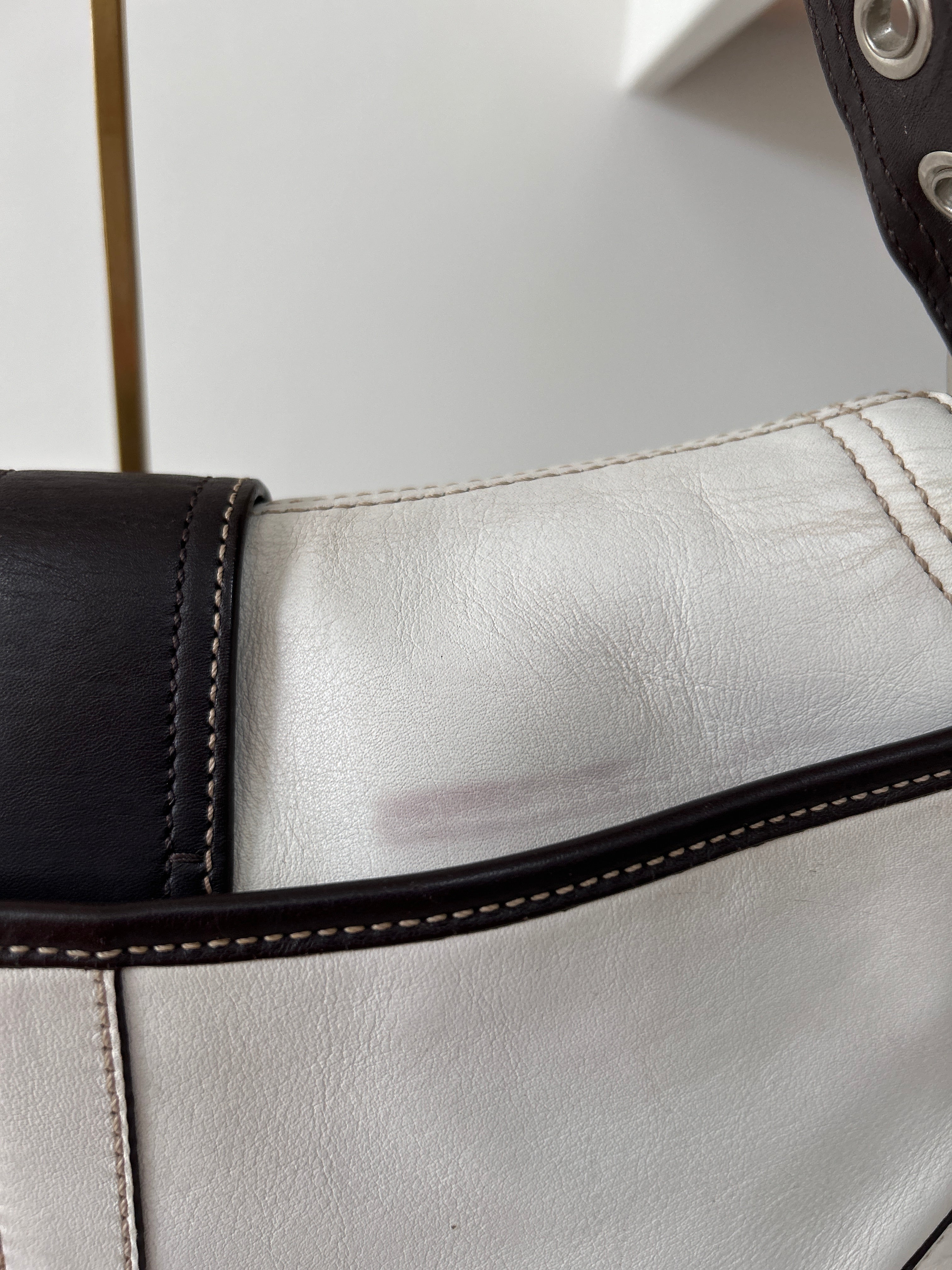 Vintage Coach Soho white leather shoulder bag