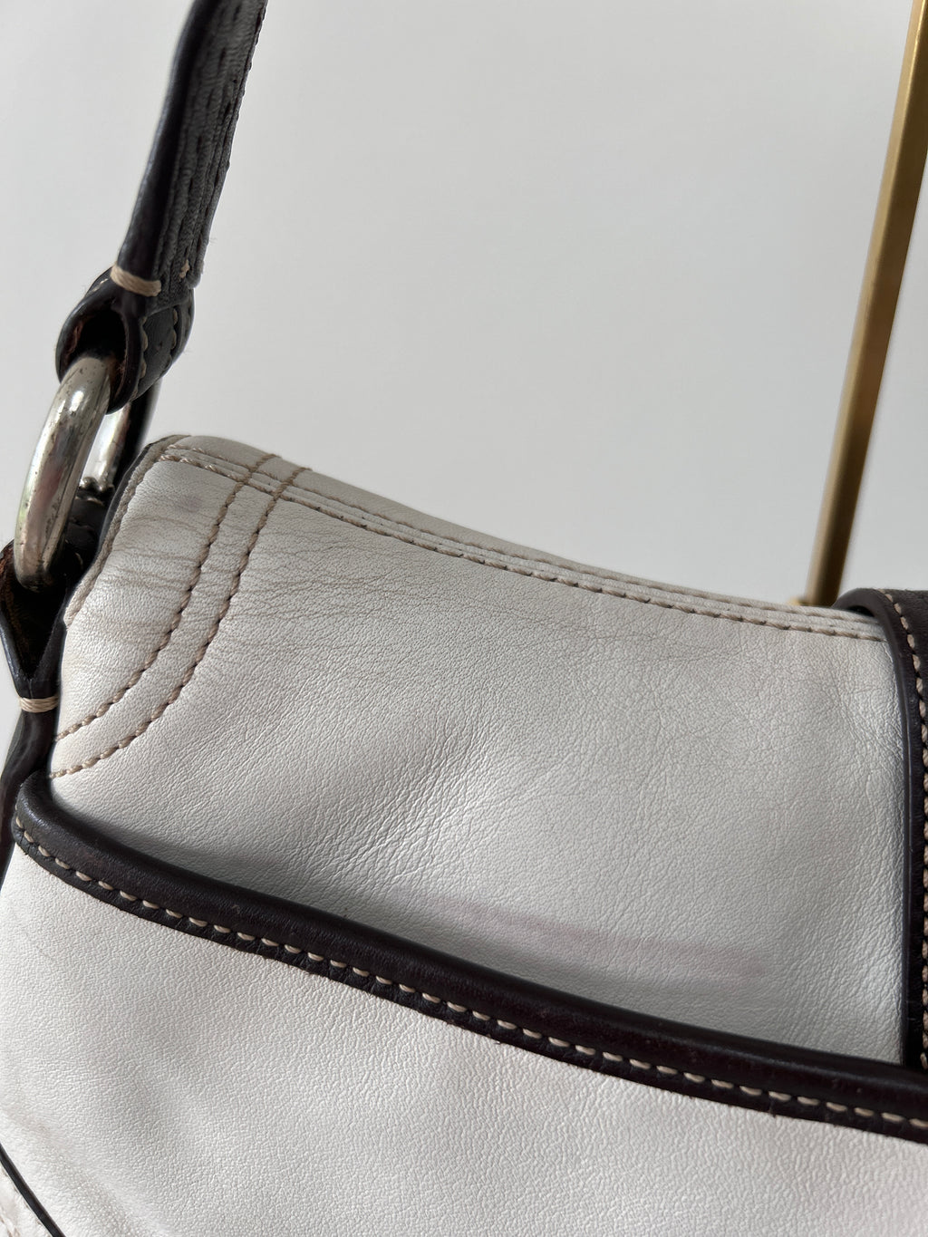 Vintage Coach Soho white leather shoulder bag