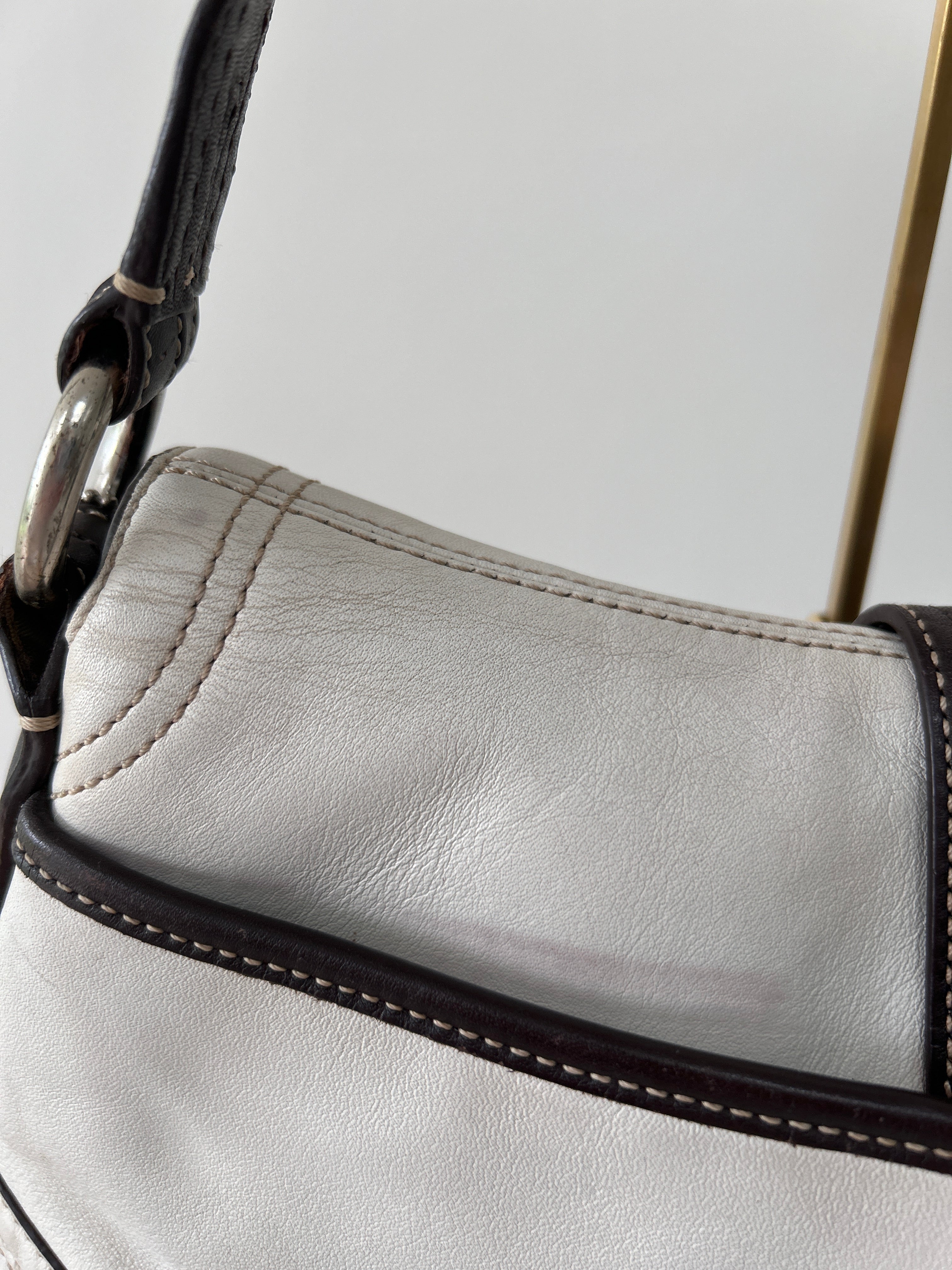 Vintage Coach Soho white leather shoulder bag