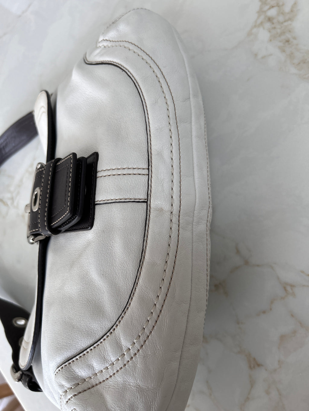 Vintage Coach Soho white leather shoulder bag