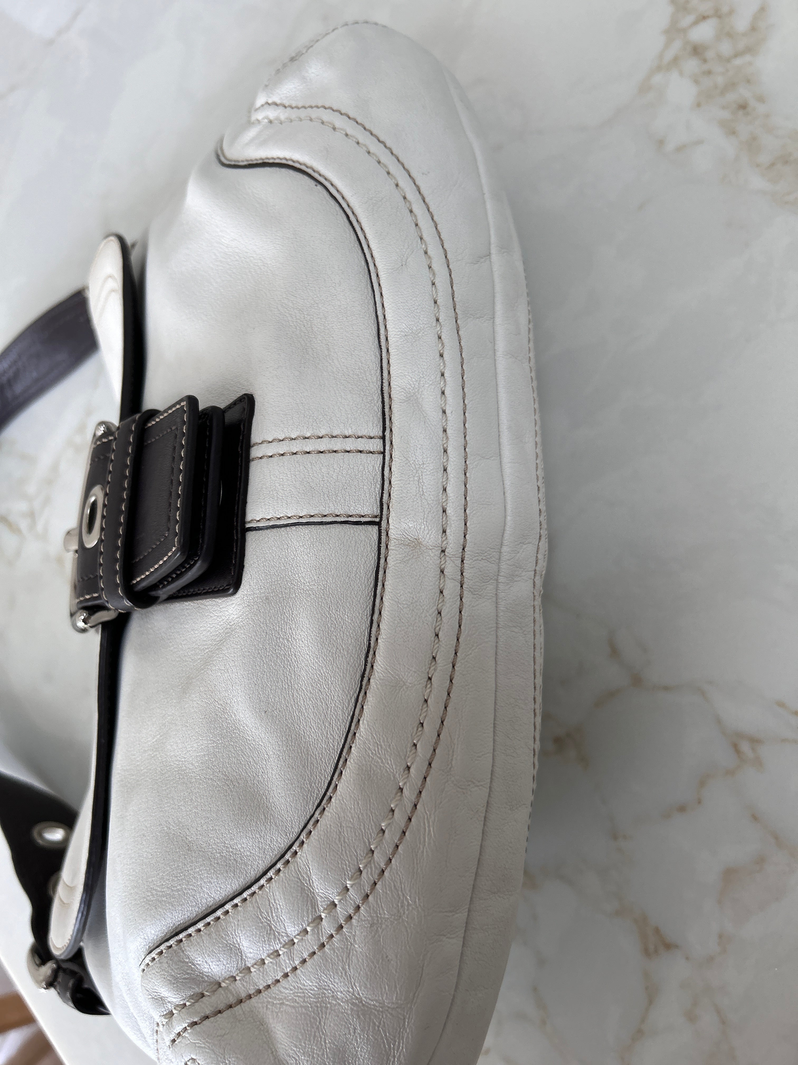 Vintage Coach Soho white leather shoulder bag