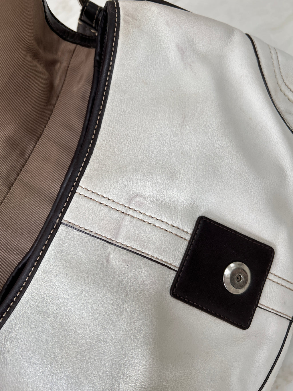 Vintage Coach Soho white leather shoulder bag