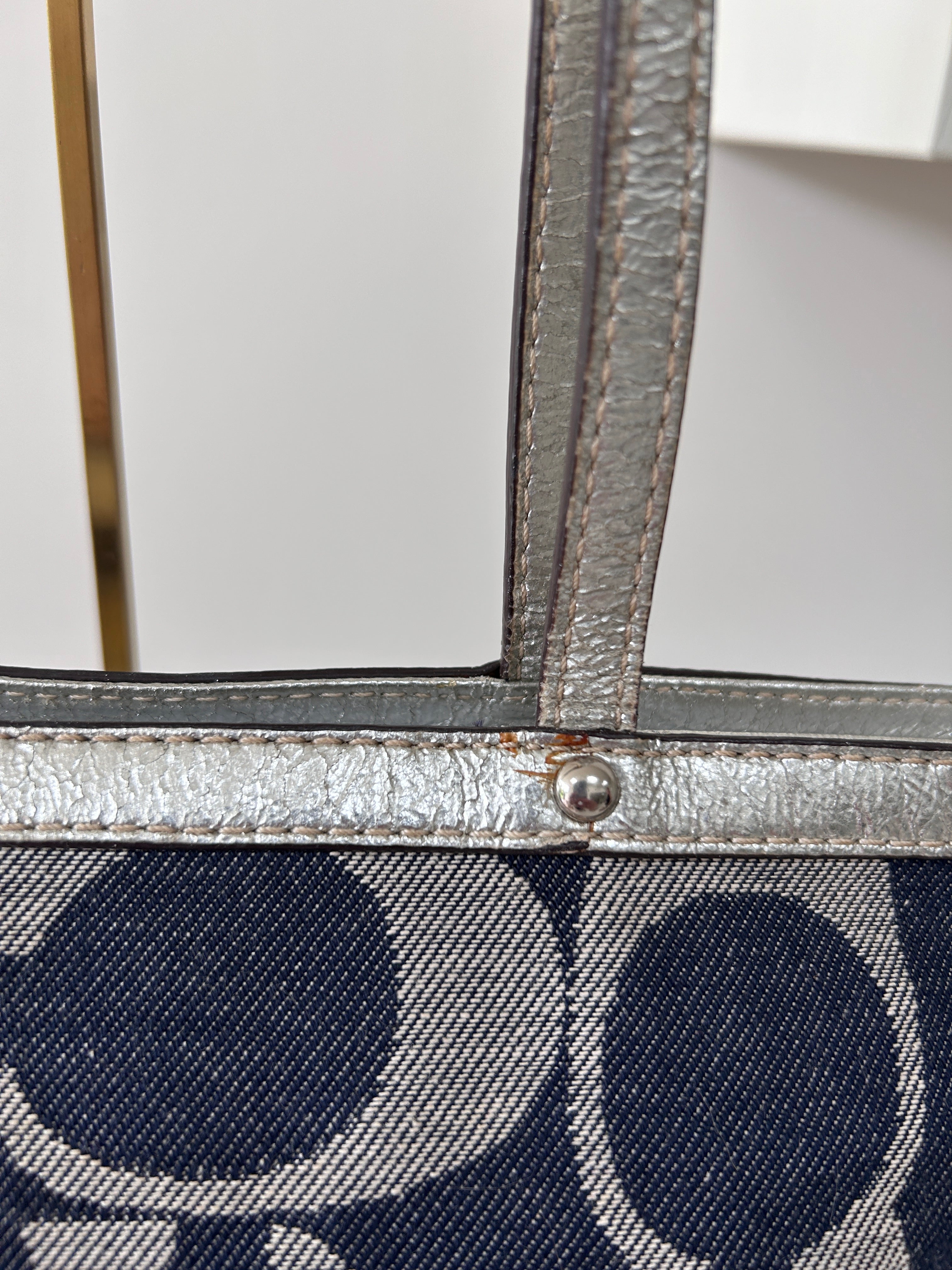Vintage Coach denim and silver shoulder bag