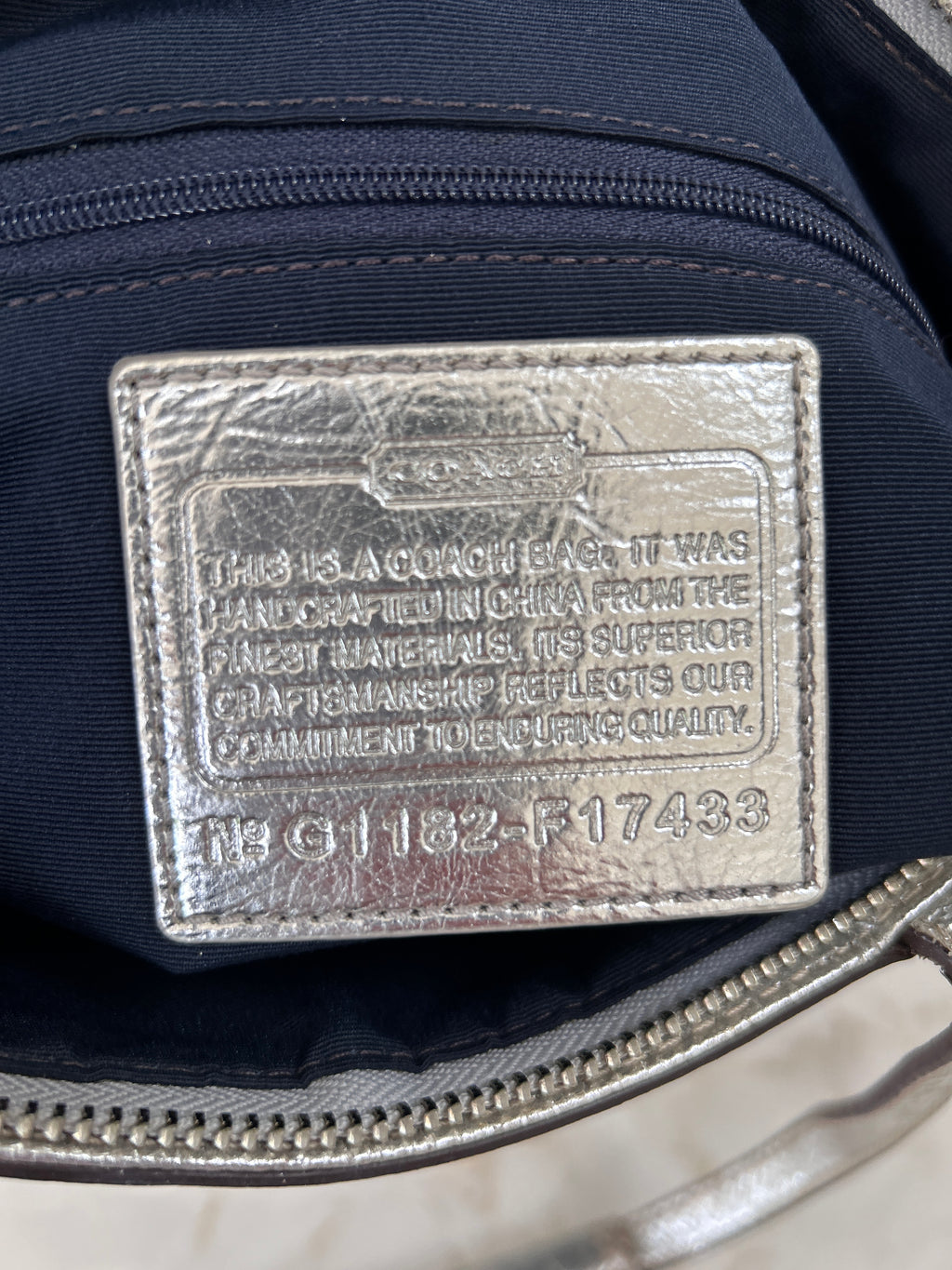 Vintage Coach denim and silver shoulder bag