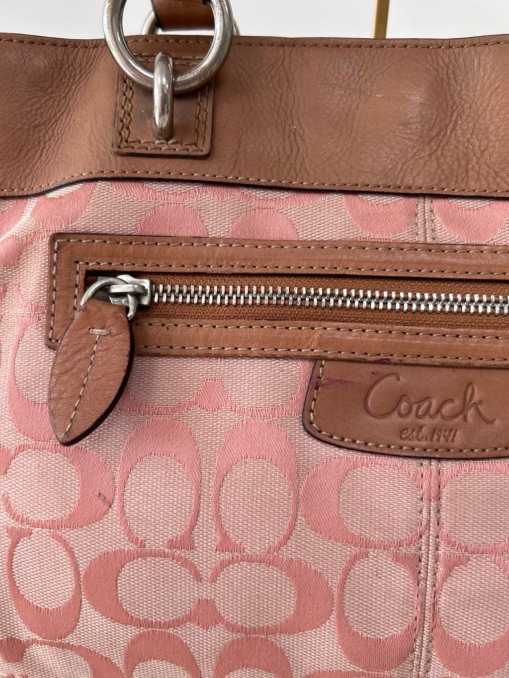 Vintage Coach pink monogram shoulder bag