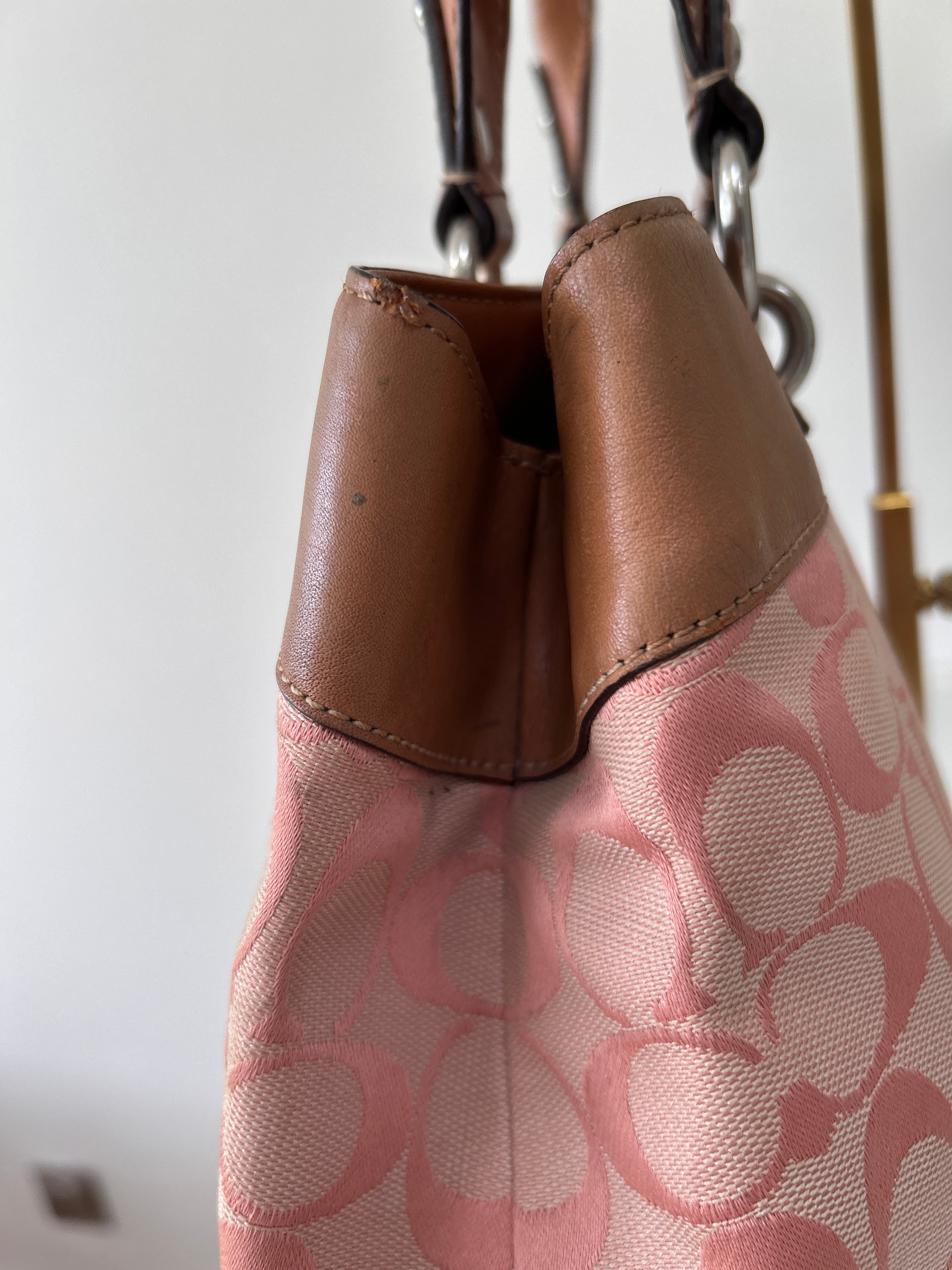 Vintage Coach pink monogram shoulder bag