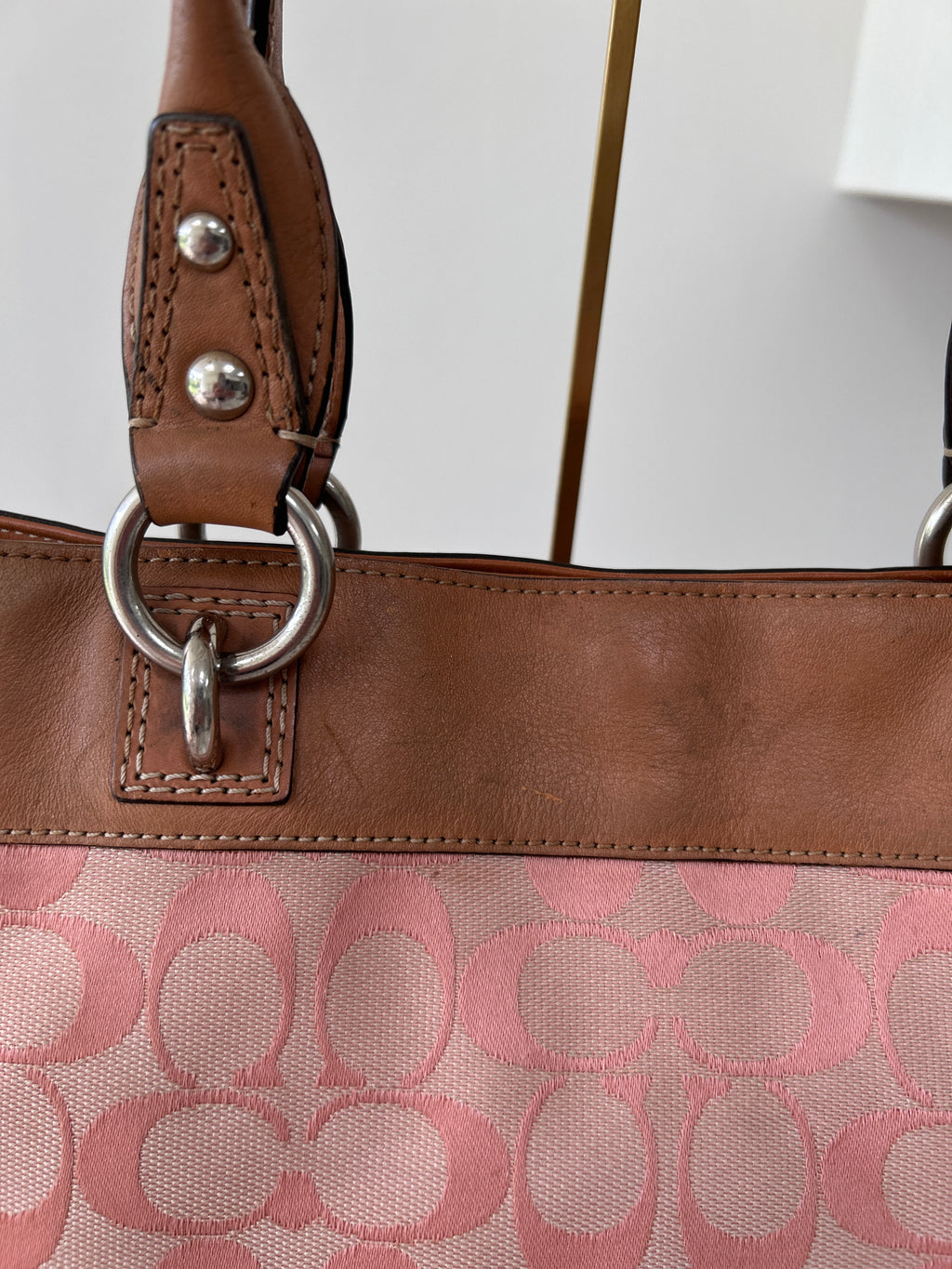 Vintage Coach pink monogram shoulder bag