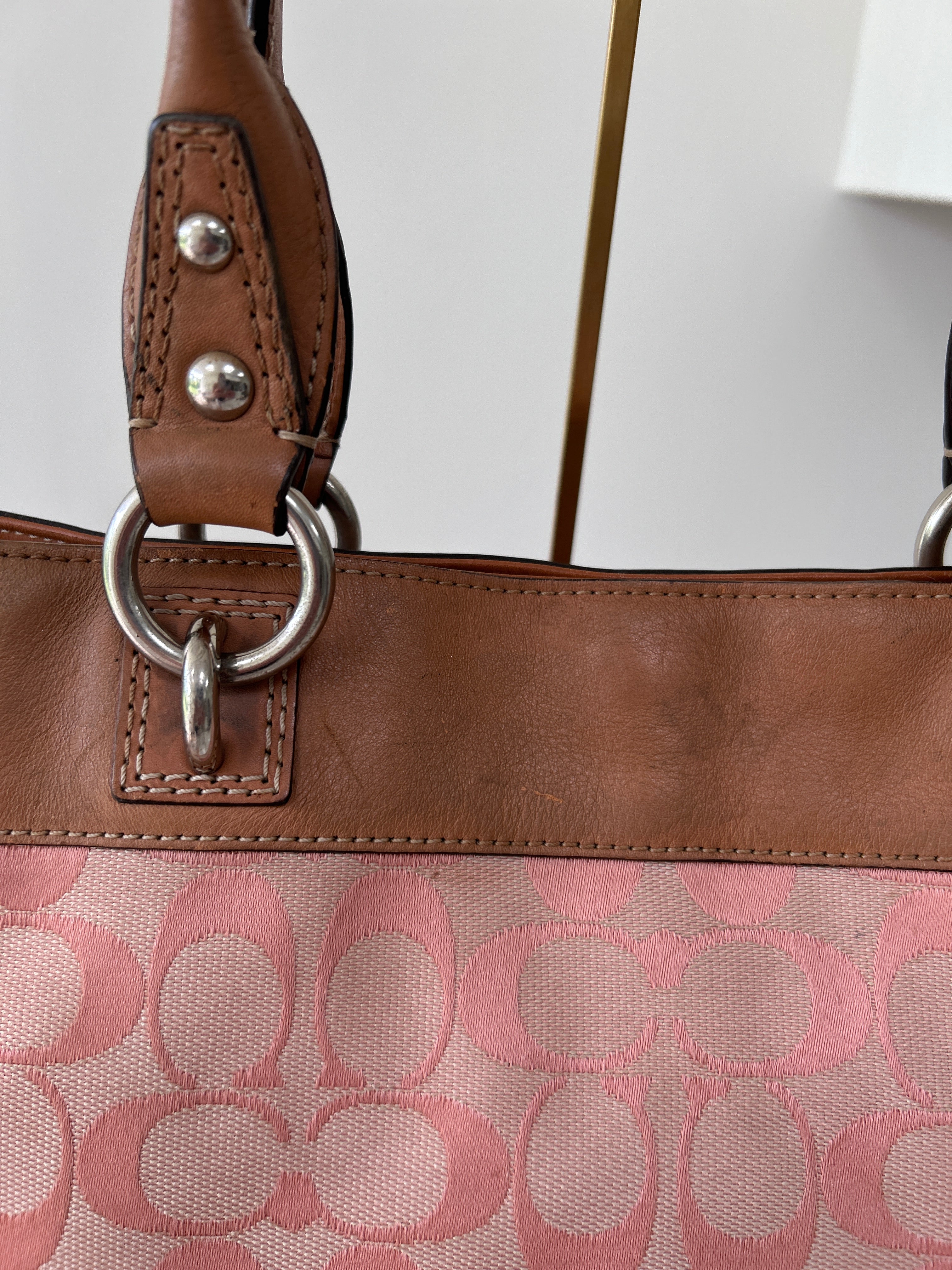 Vintage Coach pink monogram shoulder bag