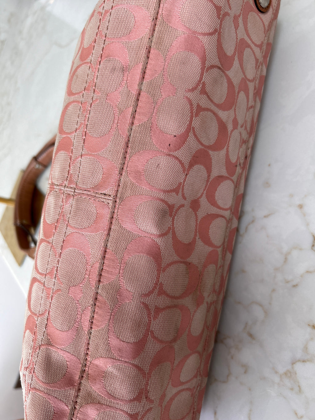 Vintage Coach pink monogram shoulder bag