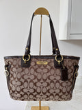 Vintage Coach brown monogram tote shoulder bag