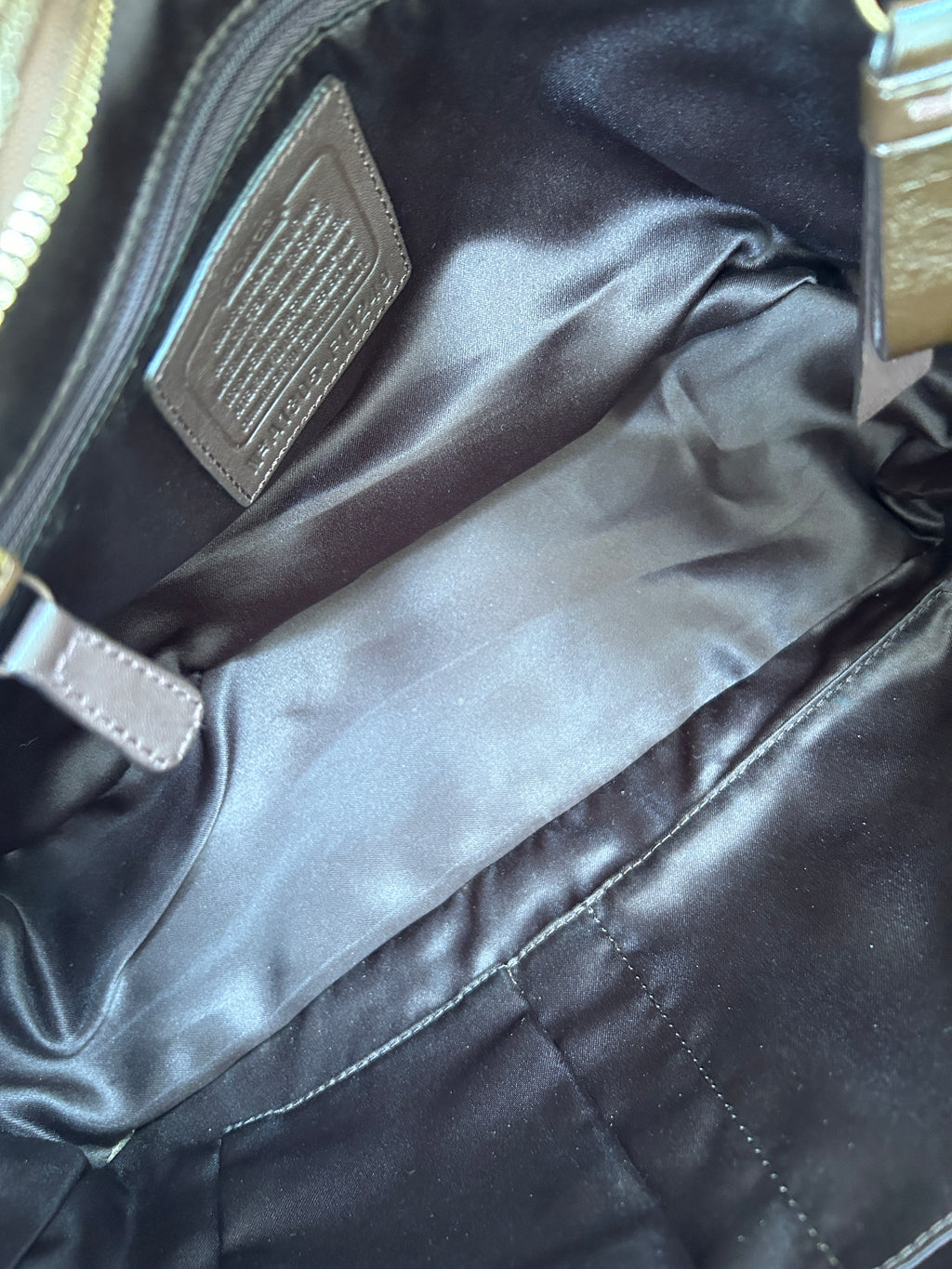 Vintage Coach brown monogram tote shoulder bag