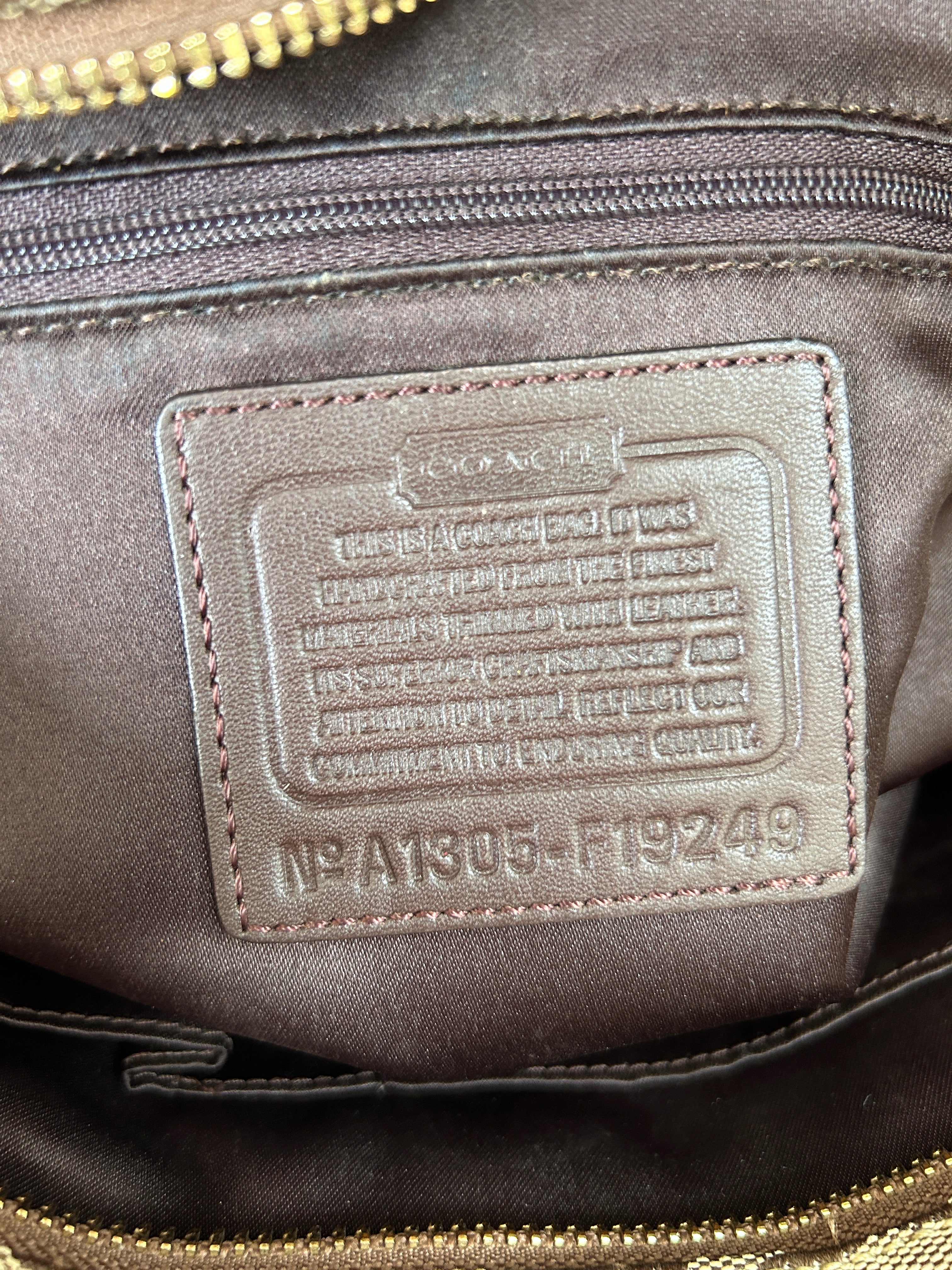 Vintage Coach brown monogram tote shoulder bag