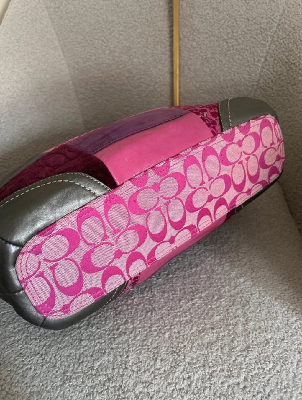 Vintage Coach pink patchwork large shoulder bag