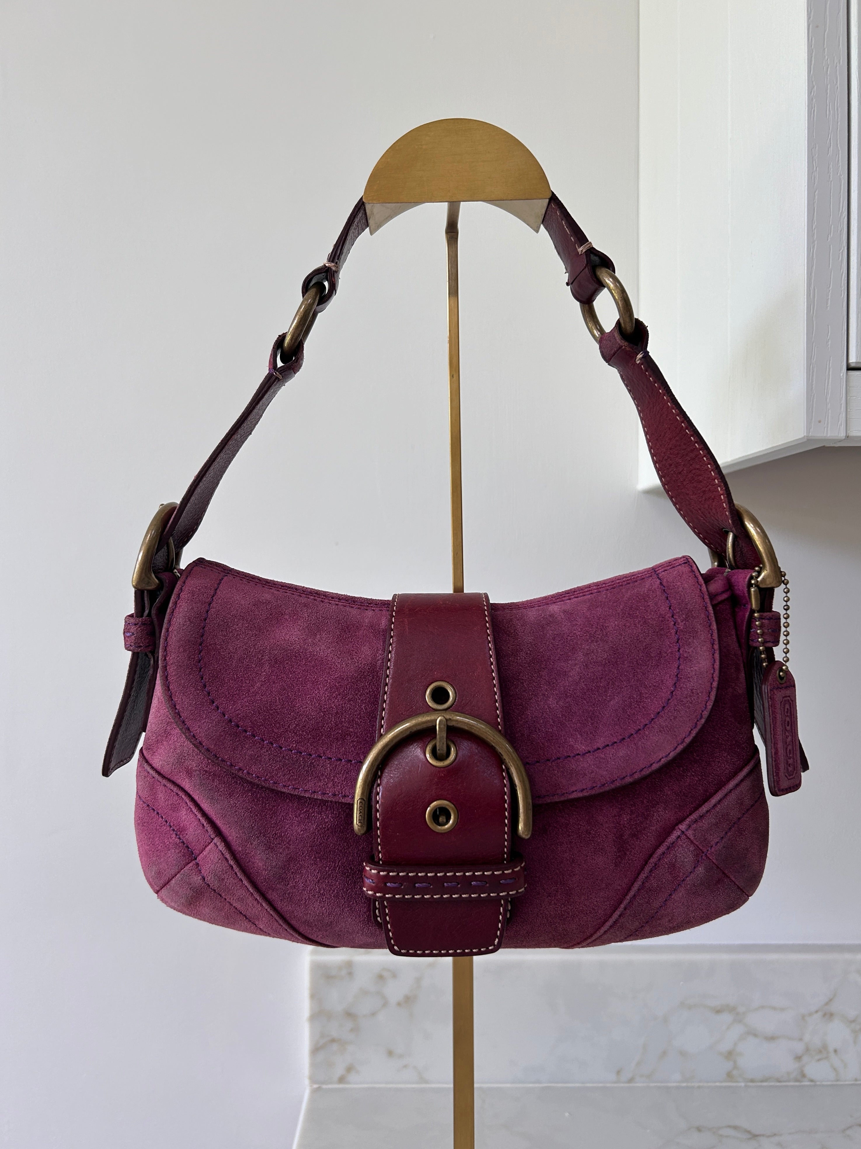Vintage Coach Soho purple suede shoulder bag