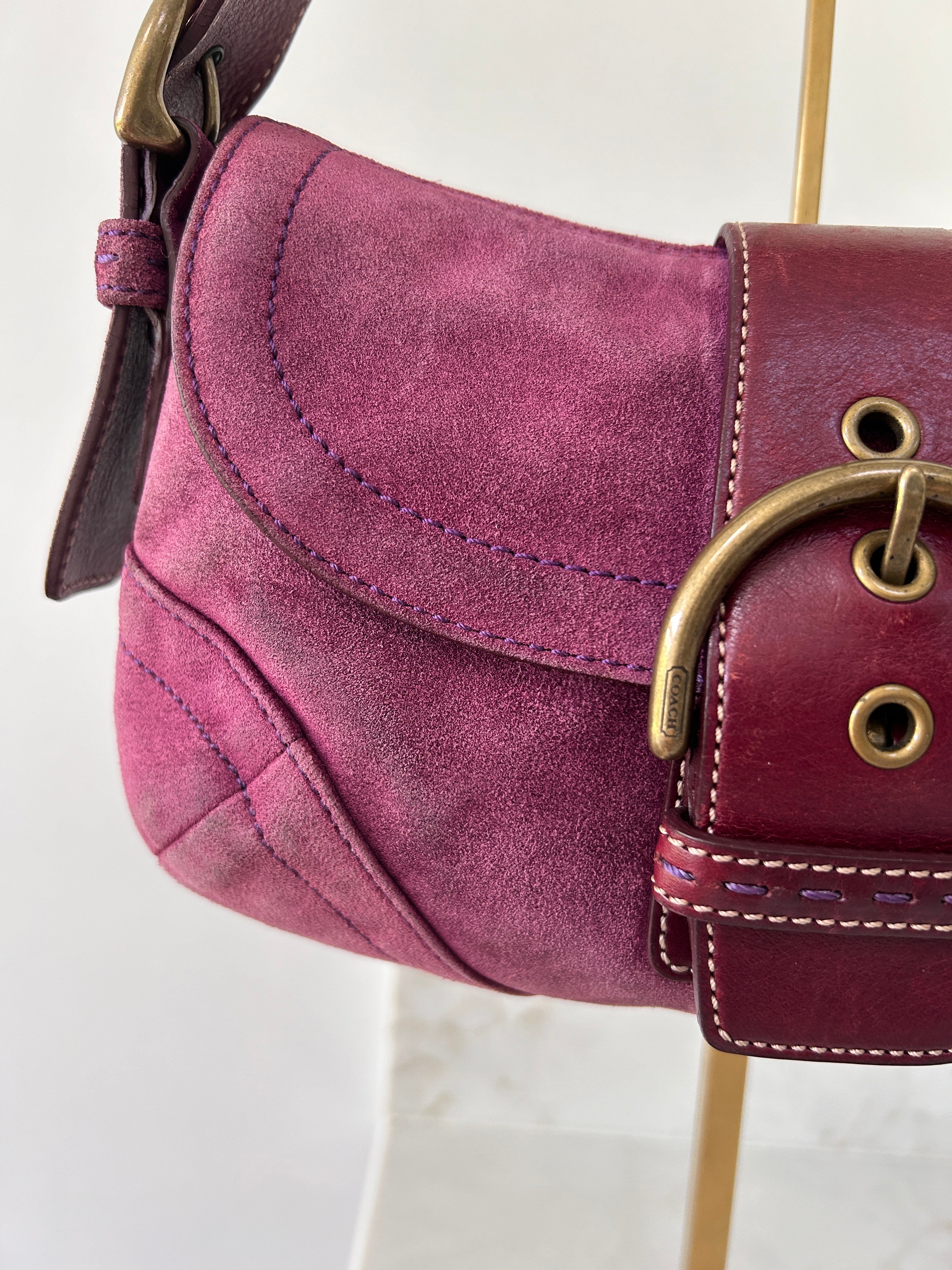 Vintage Coach Soho purple suede shoulder bag