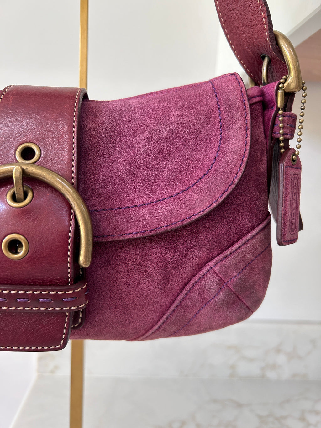 Vintage Coach Soho purple suede shoulder bag