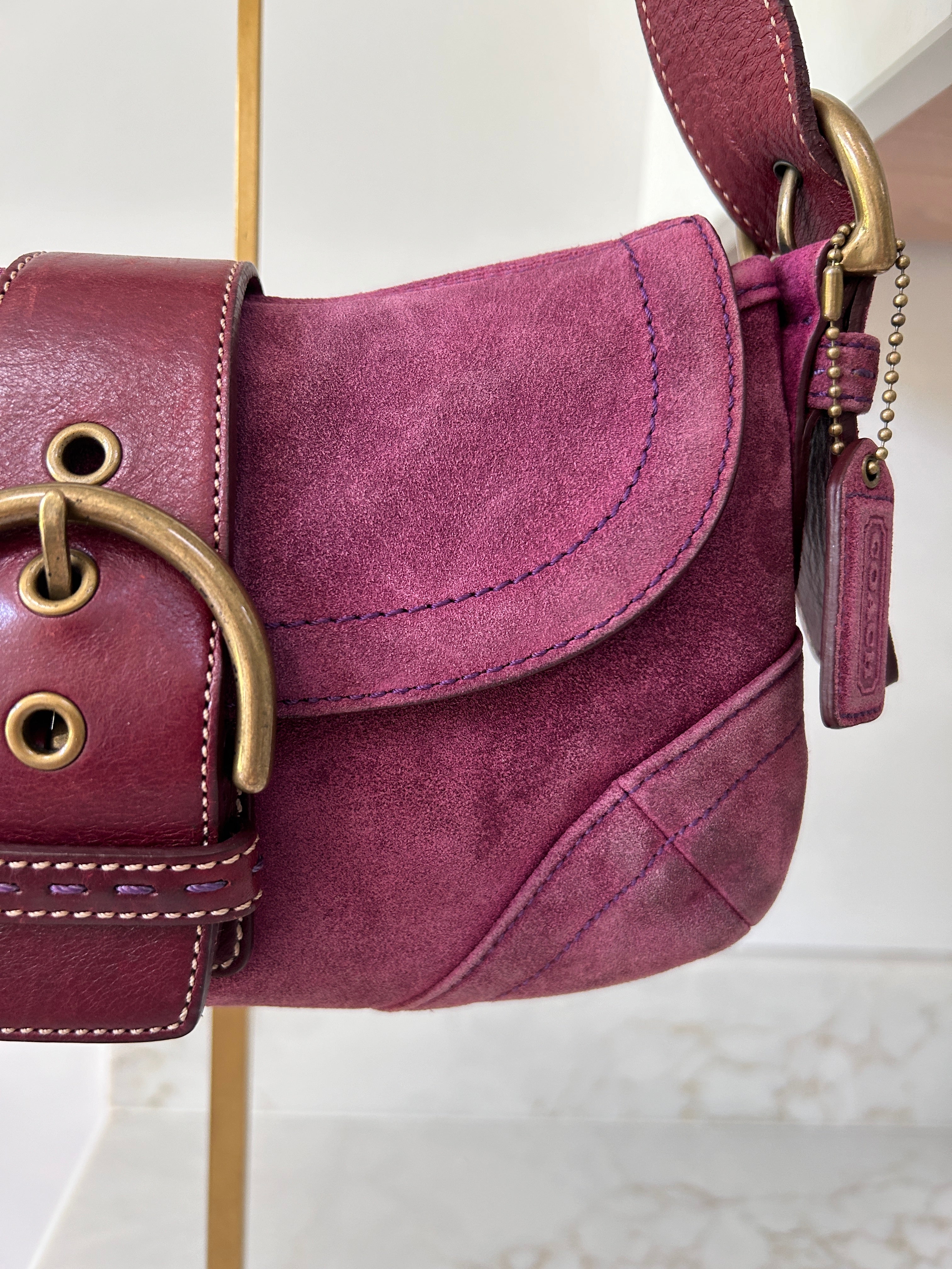 Vintage Coach Soho purple suede shoulder bag