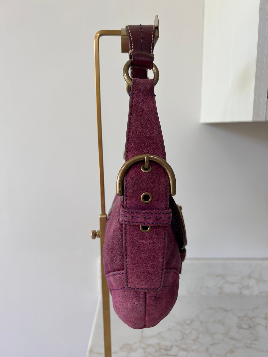 Vintage Coach Soho purple suede shoulder bag