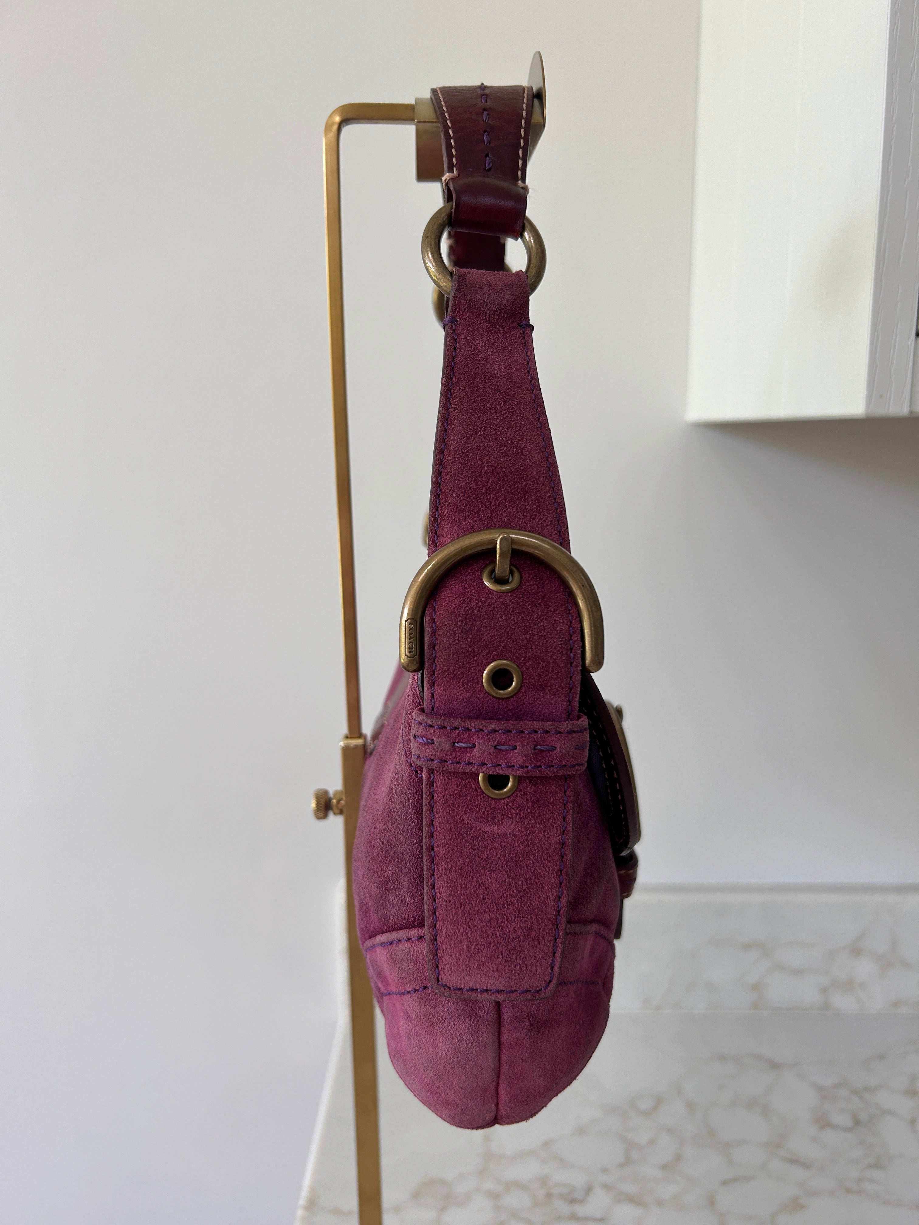 Vintage Coach Soho purple suede shoulder bag