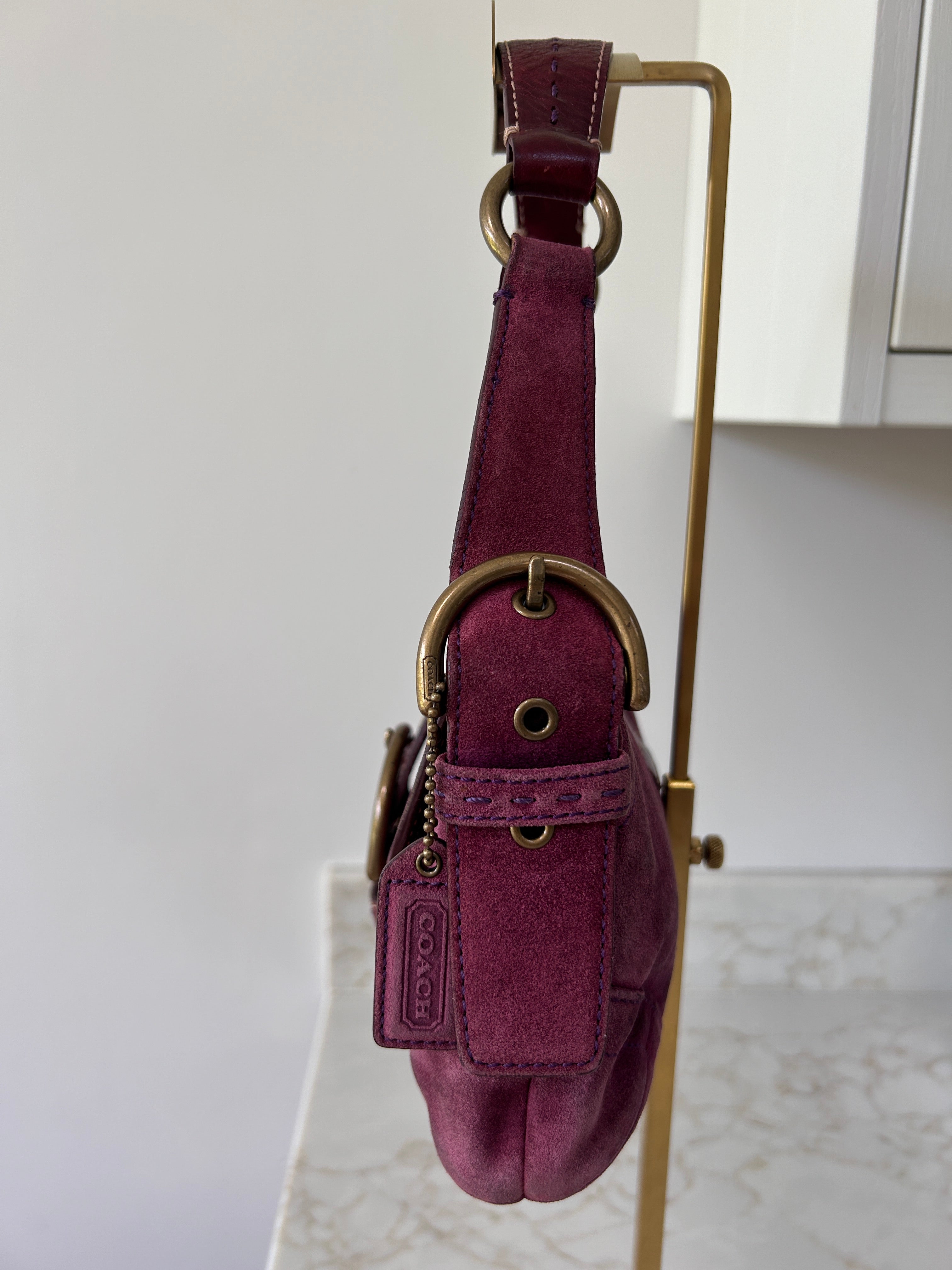 Vintage Coach Soho purple suede shoulder bag