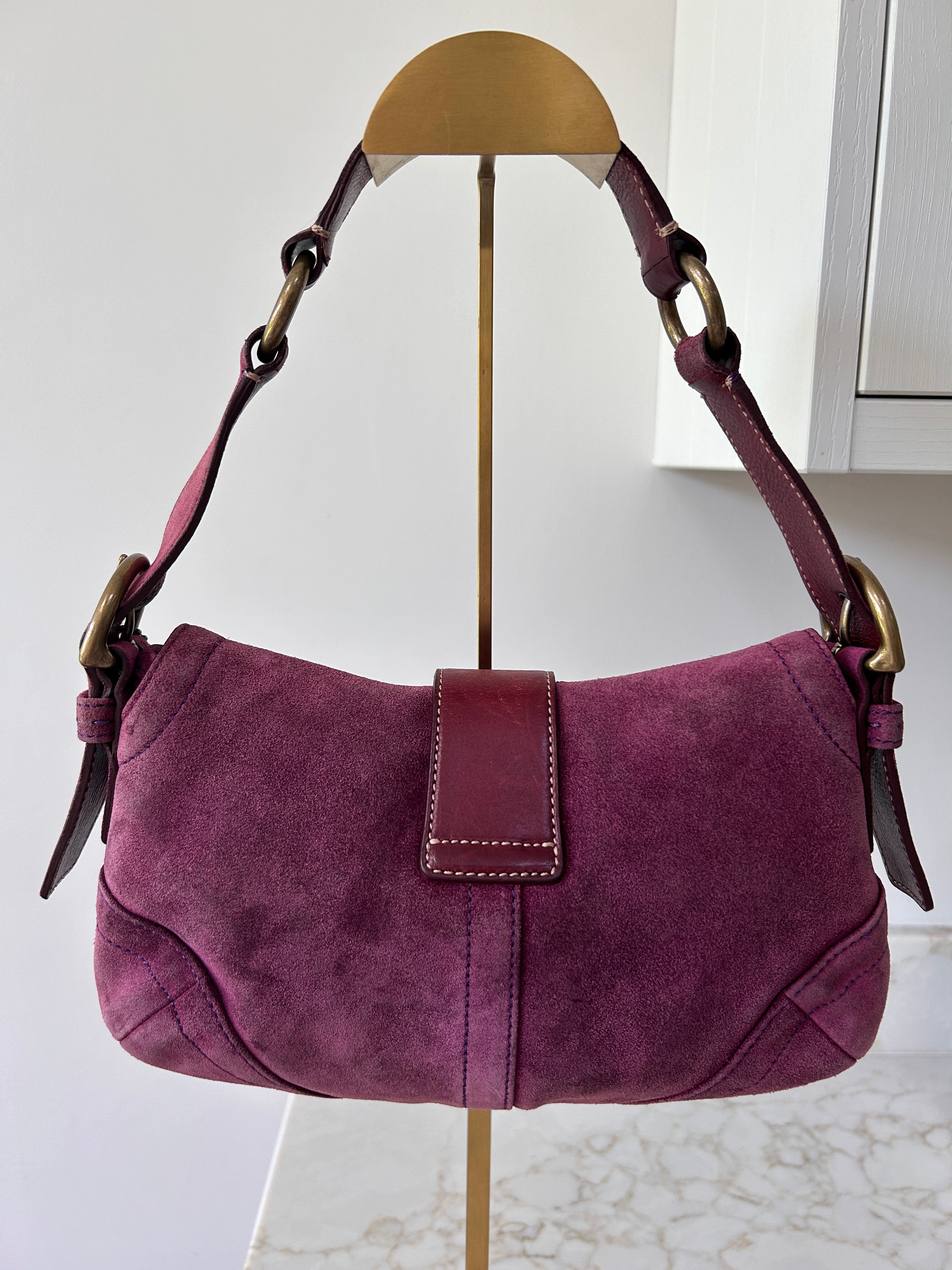 Vintage Coach Soho purple suede shoulder bag