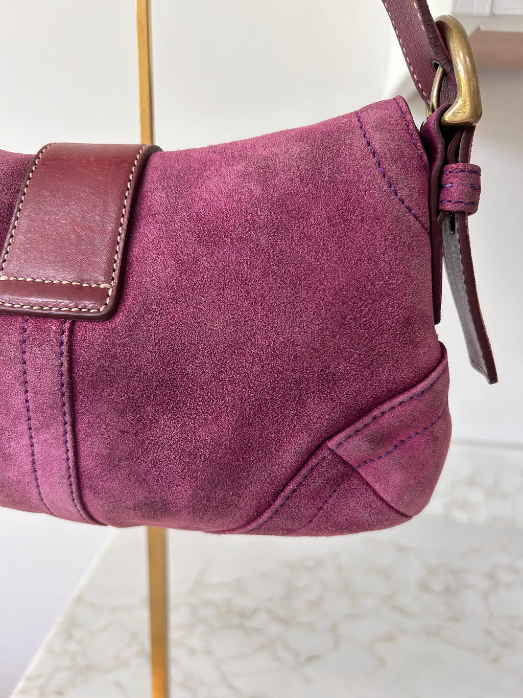 Vintage Coach Soho purple suede shoulder bag