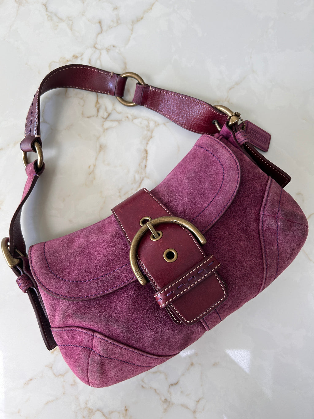 Vintage Coach Soho purple suede shoulder bag