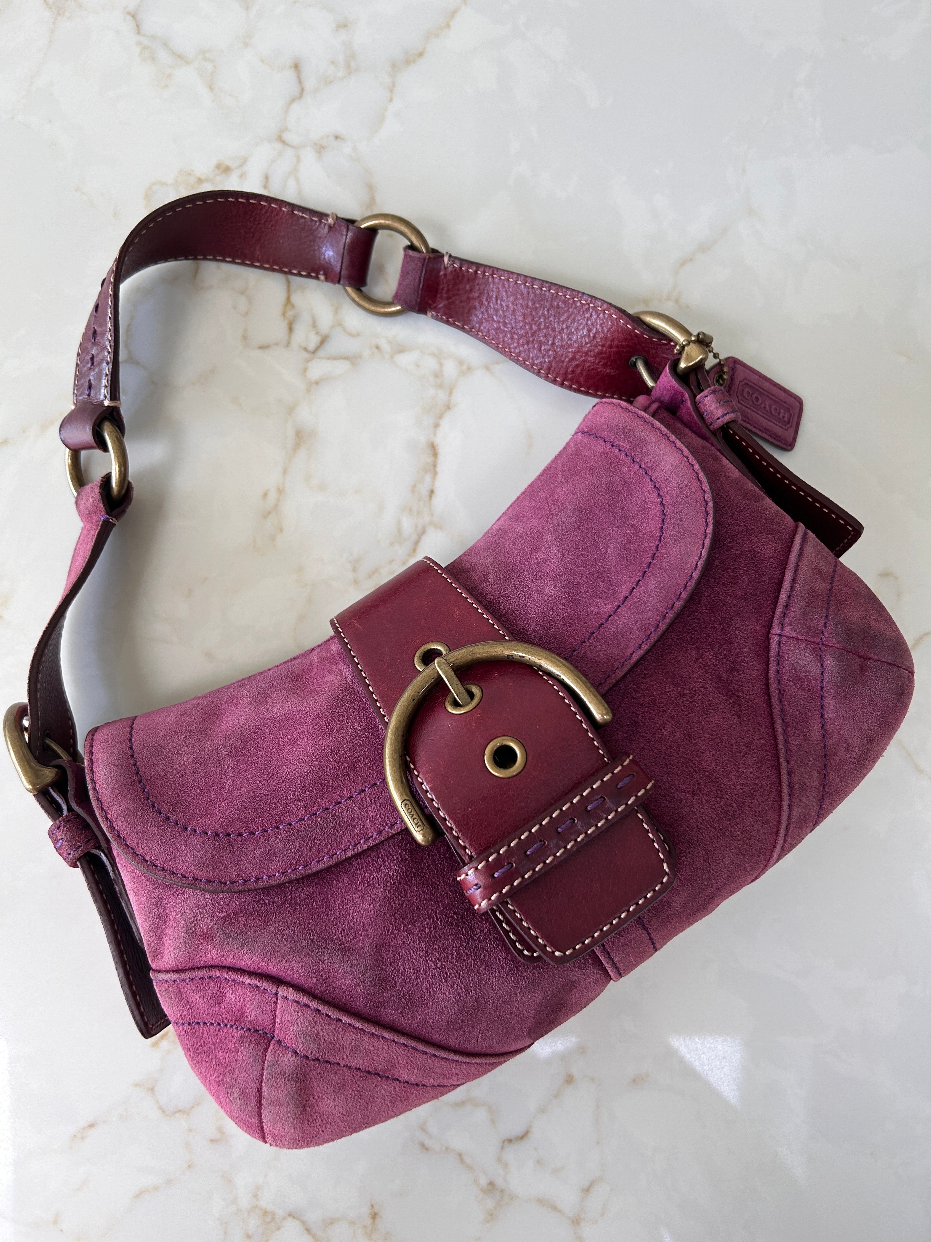 Vintage Coach Soho purple suede shoulder bag
